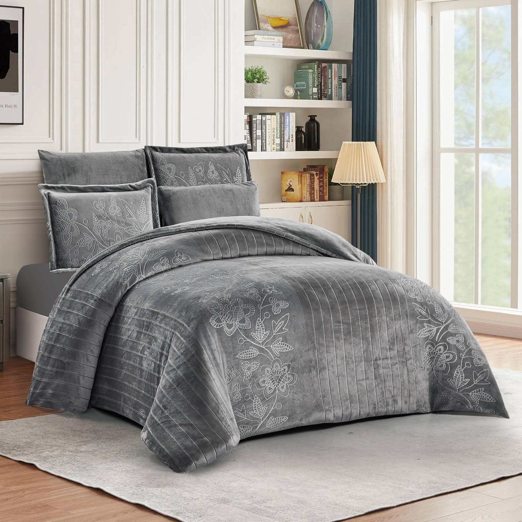 Embroidered Velvet Bedding Set Grey-household-bedding-comfortersandbedspreads-comforters-image-3