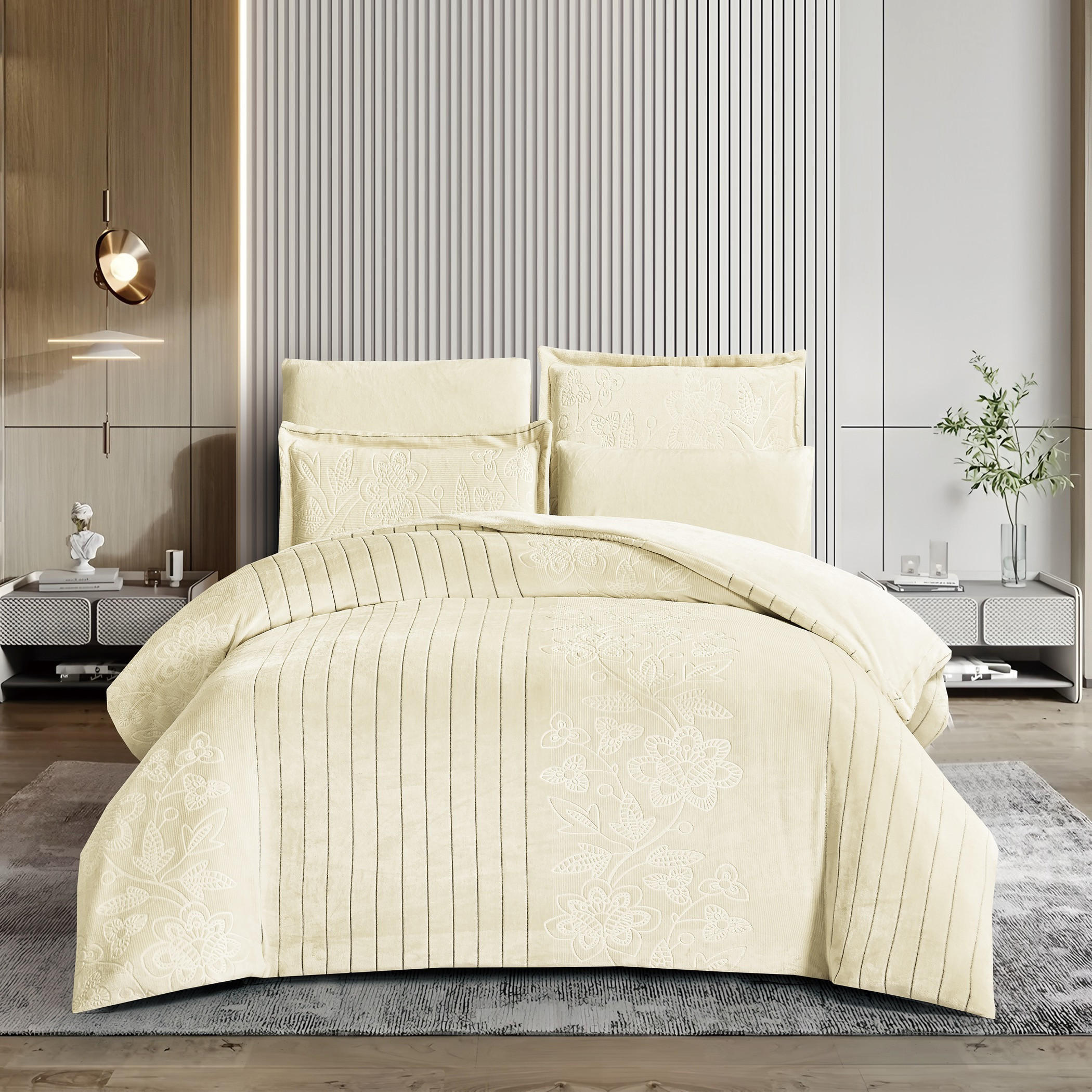 Embossed Floral Velvet Comforter Set-household-bedding-comfortersandbedspreads-comforters-image-1