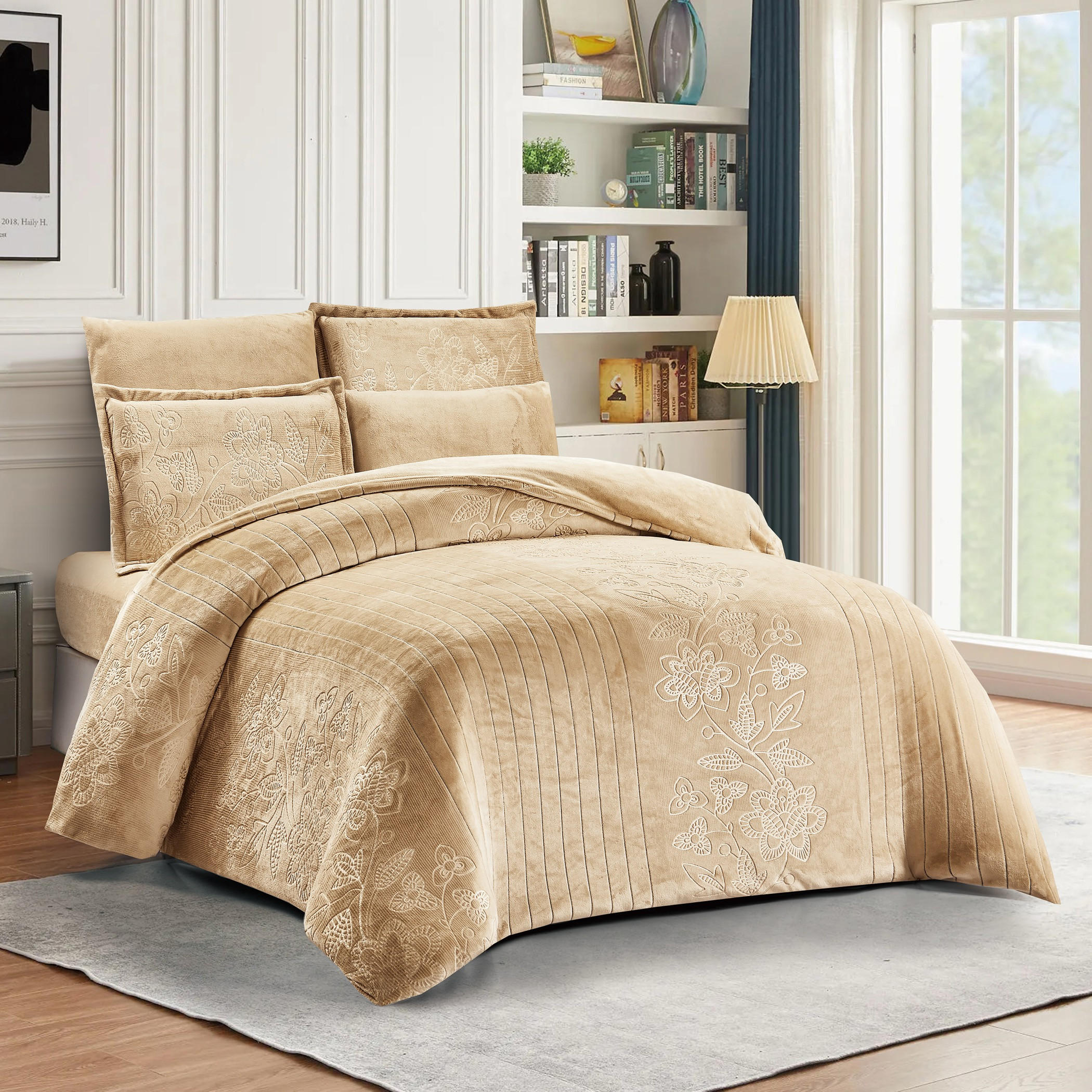 Embossed Velvet Comforter Set Floral Design-household-bedding-comfortersandbedspreads-comforters-image-6