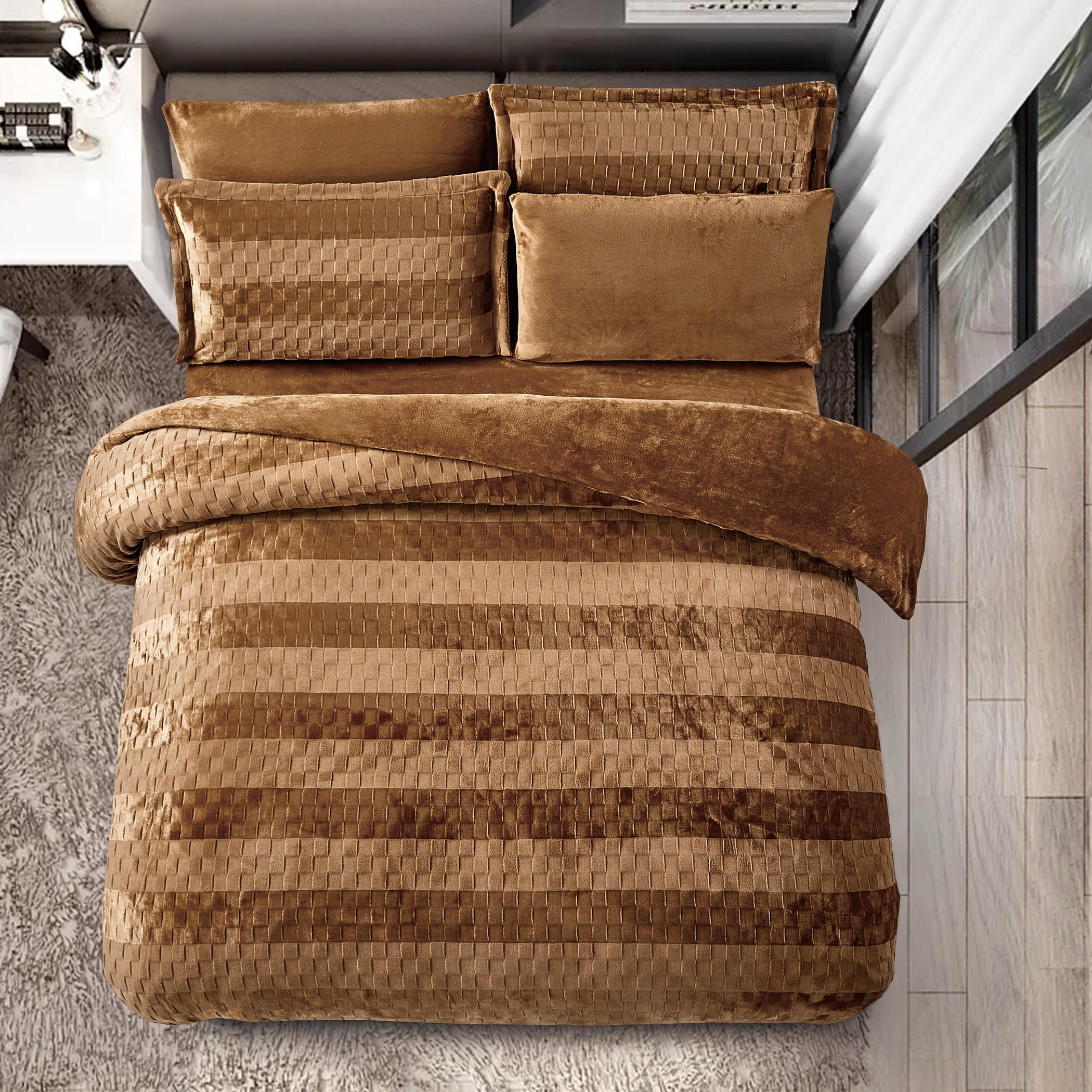 طقم لحاف مخملي منقوش كينغ-household-bedding-comfortersandbedspreads-comforters-image-2
