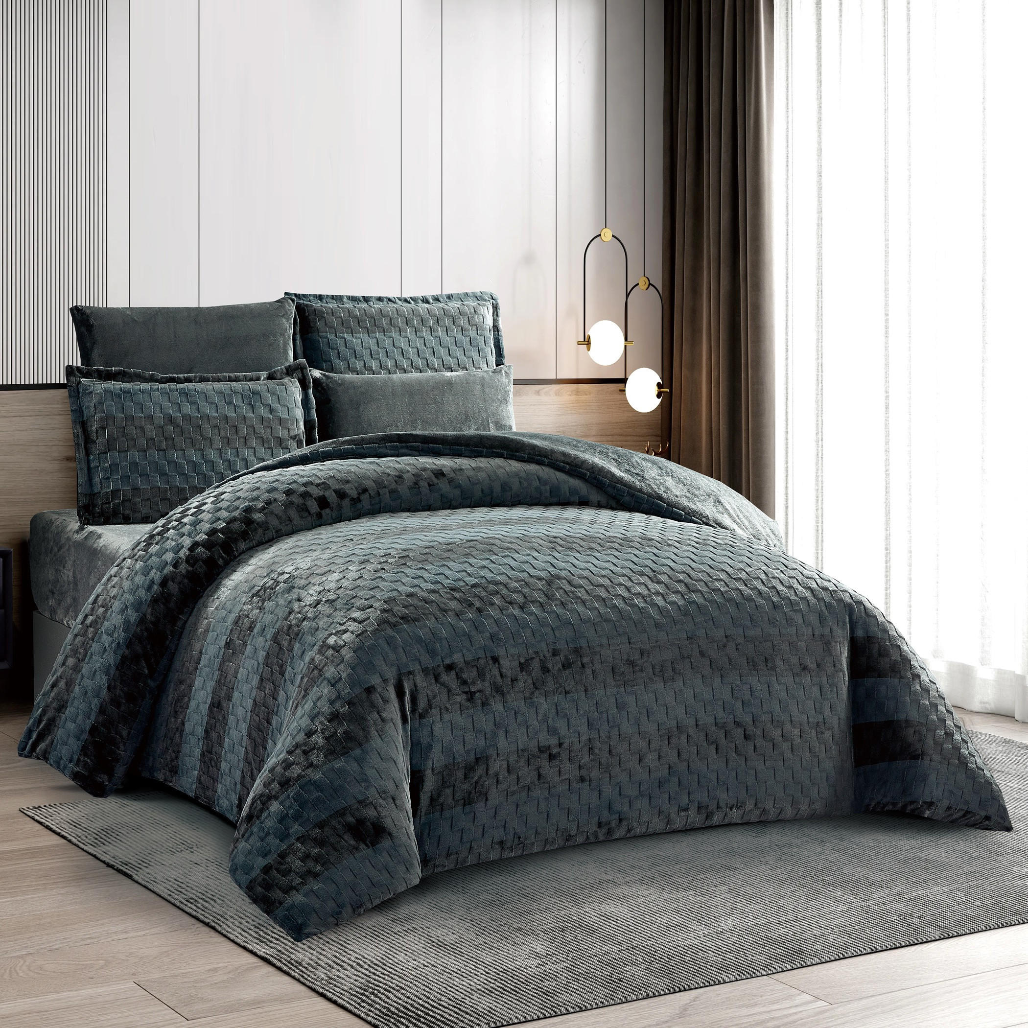 Woven Pattern Plush Velvet Comforter Set-household-bedding-comfortersandbedspreads-comforters-image-4