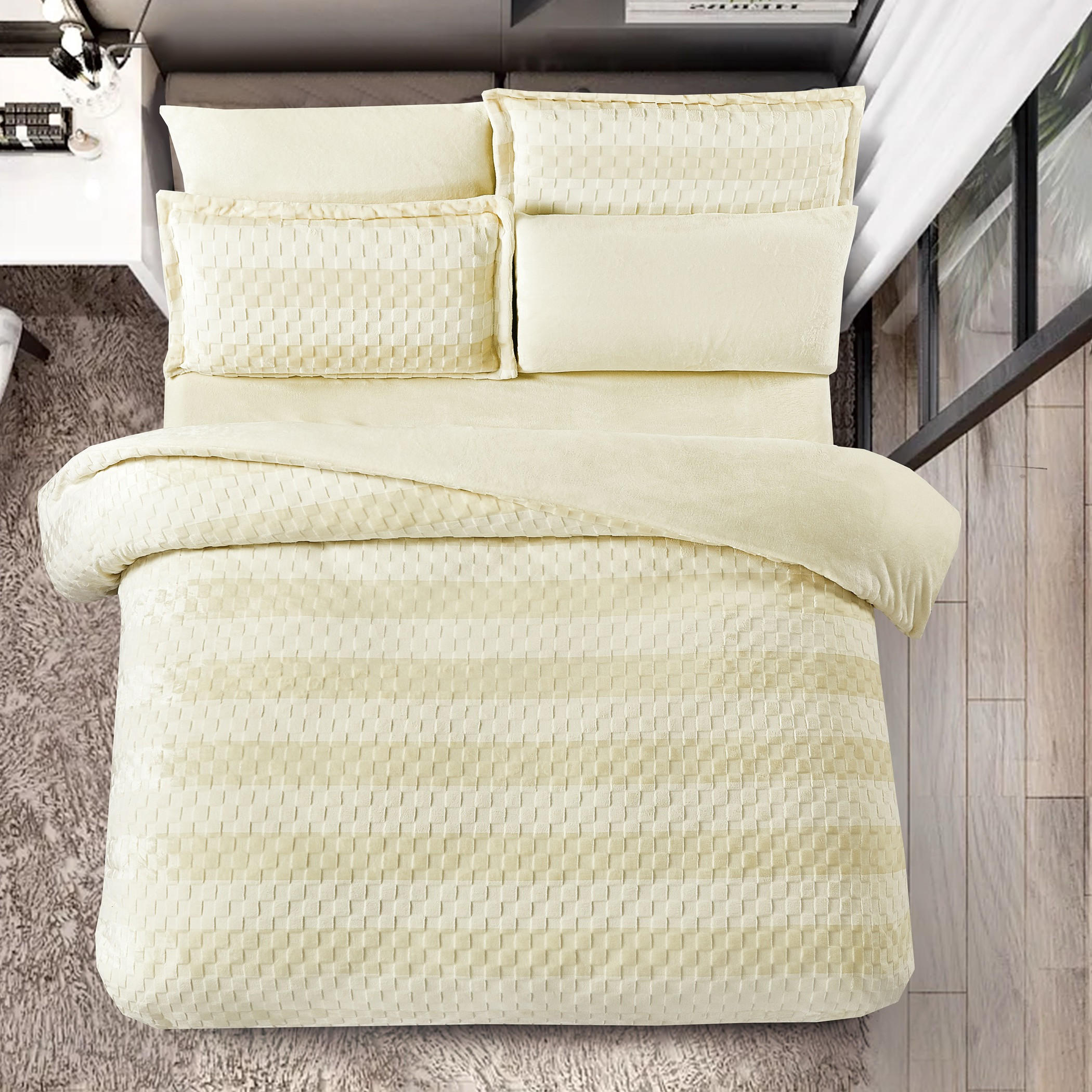 Embossed Flannel Plush Comforter Set King-household-bedding-comfortersandbedspreads-comforters-image-2