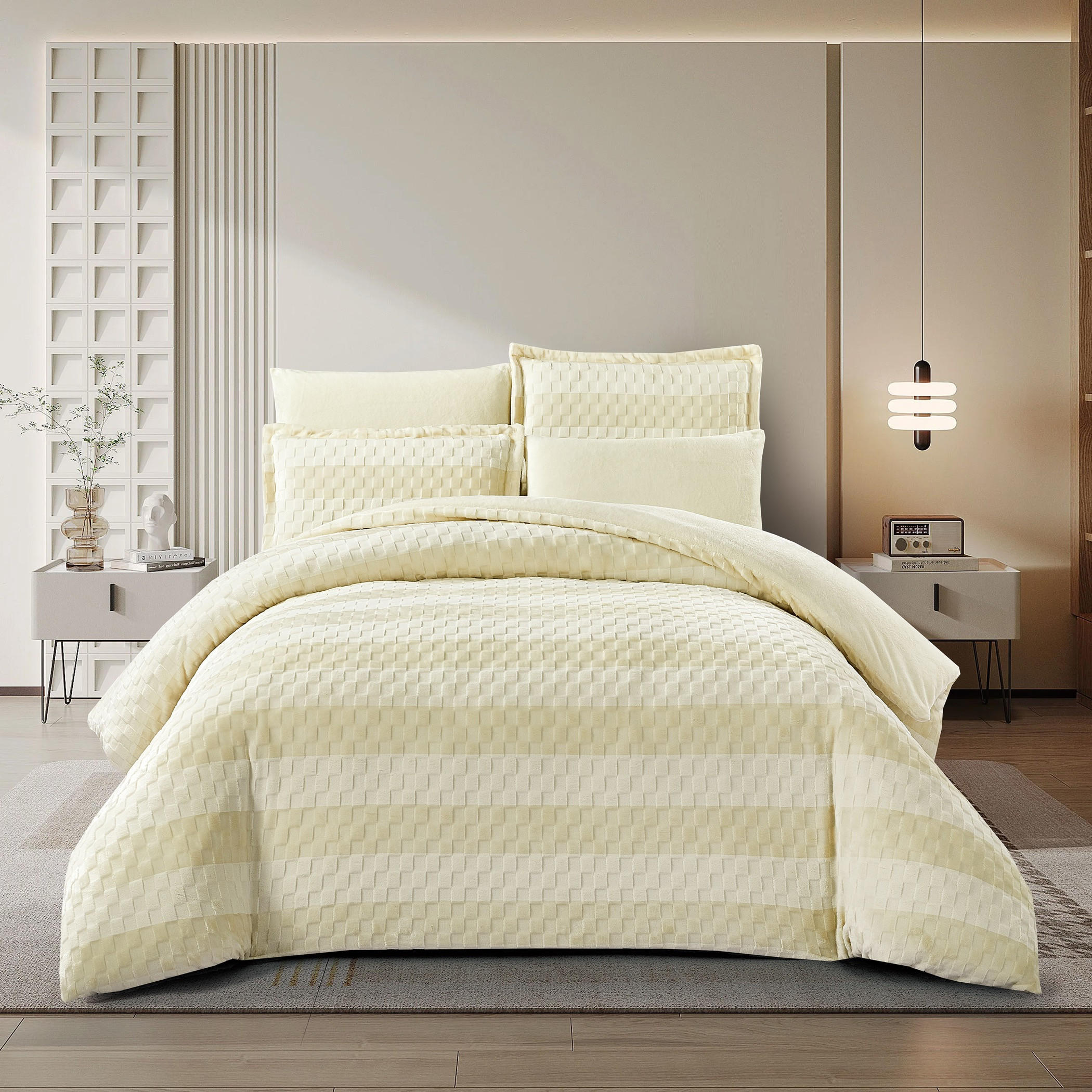 طقم لحاف مخملي منقوش-household-bedding-comfortersandbedspreads-comforters-image-1