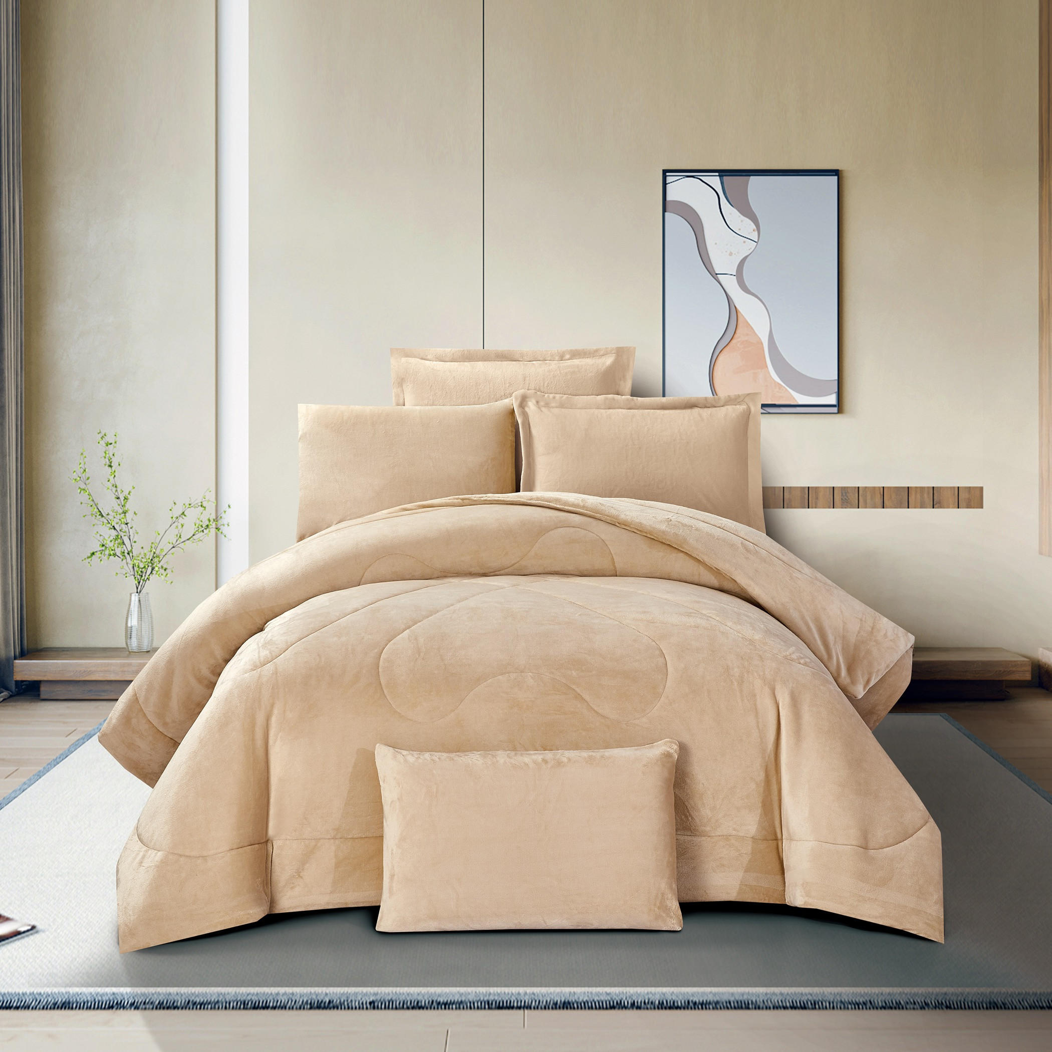 طقم لحاف مخملي فخم مقاس كينغ-household-bedding-comfortersandbedspreads-comforters-image-1