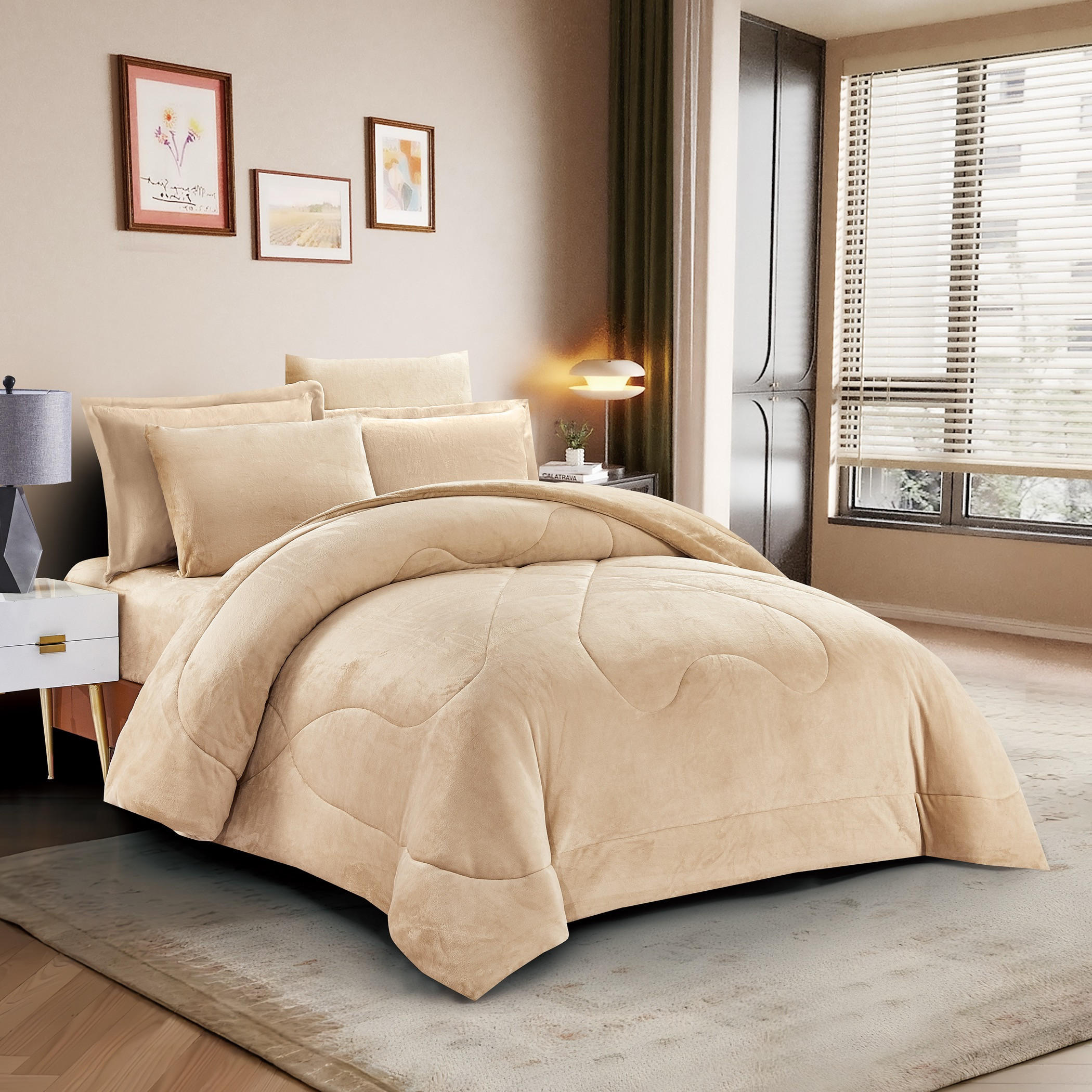 طقم لحاف مخملي فخم مقاس كينغ-household-bedding-comfortersandbedspreads-comforters-image-2