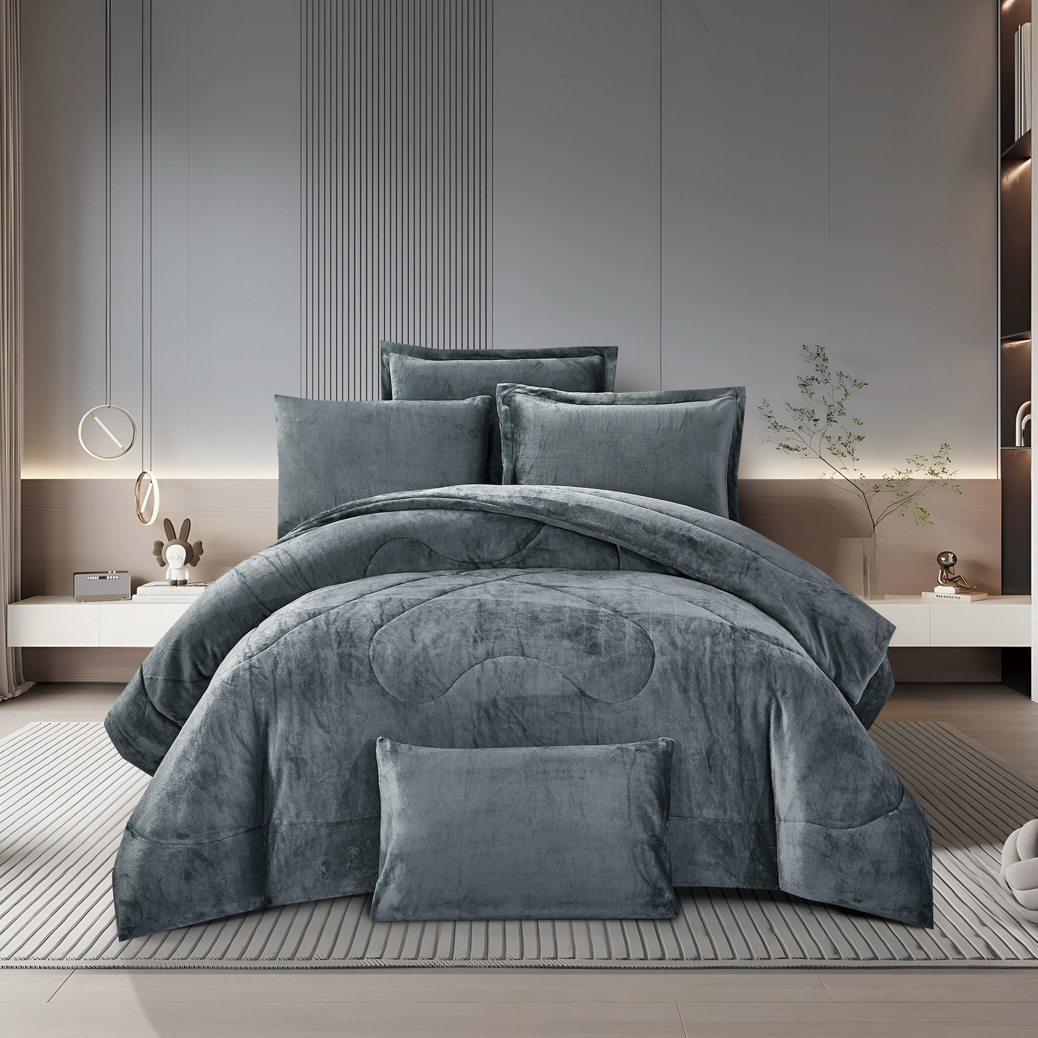 طقم لحاف مخملي فخم-household-bedding-comfortersandbedspreads-comforters-image-1