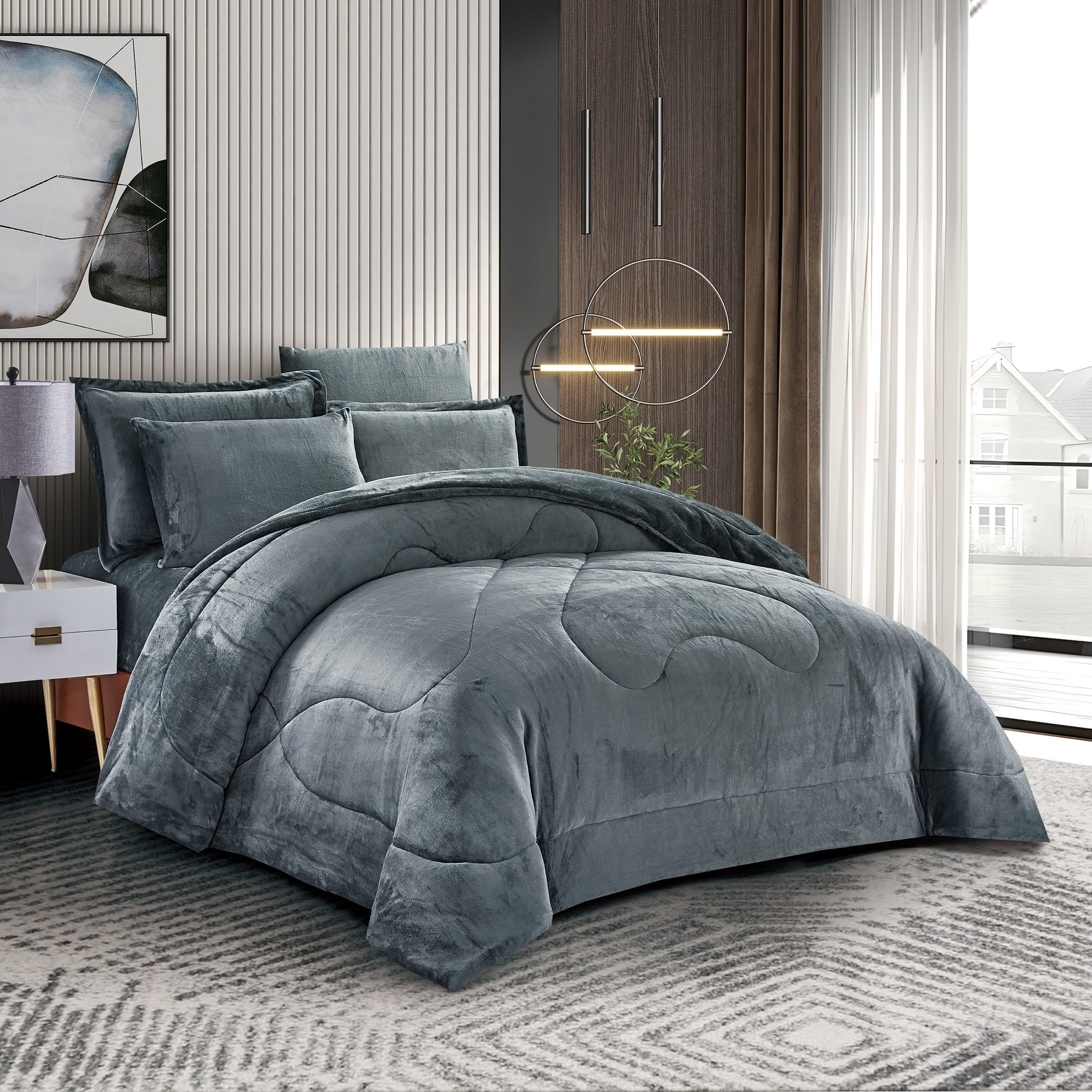 طقم لحاف مخملي فخم-household-bedding-comfortersandbedspreads-comforters-image-2