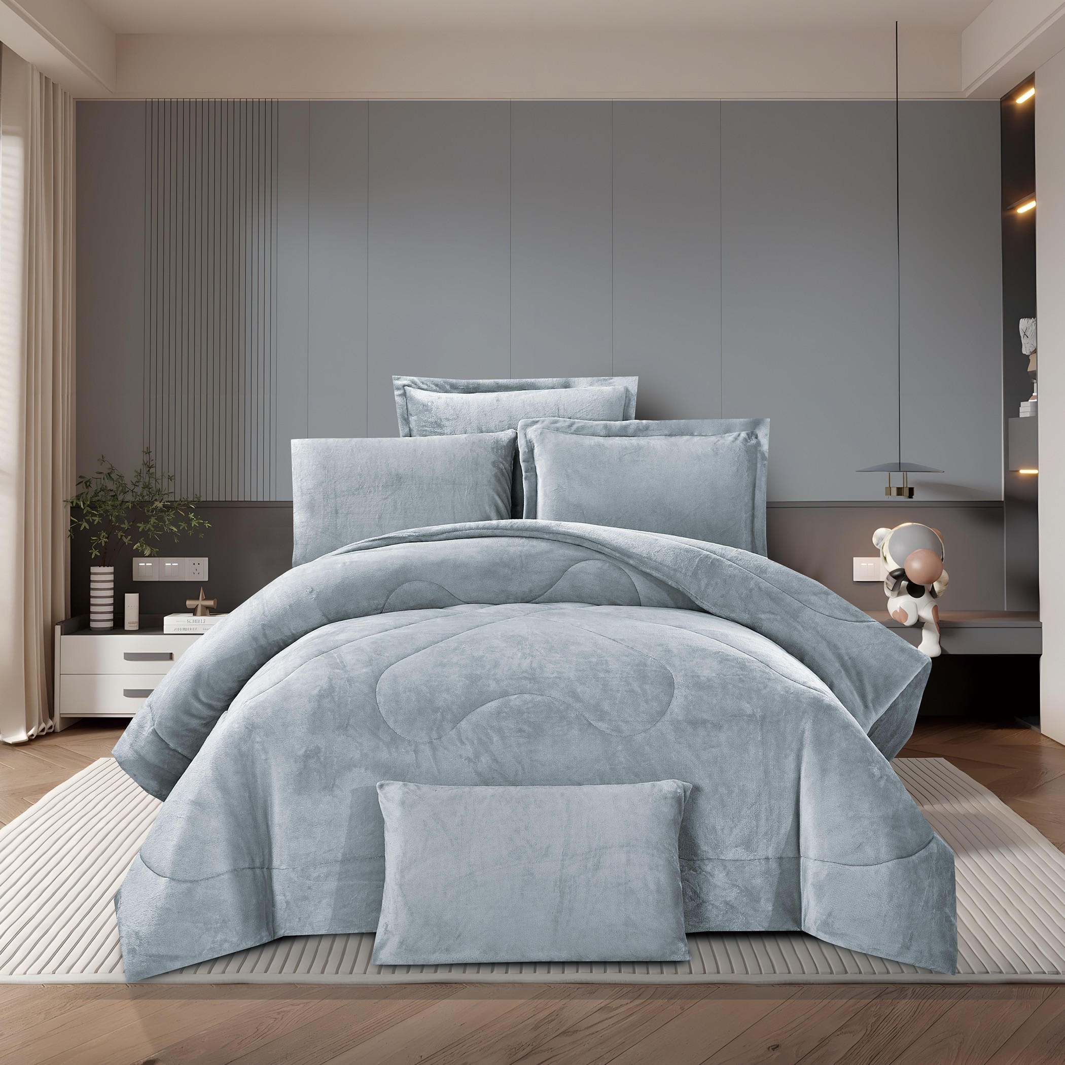 Plush Velvet Quilted Comforter Set-household-bedding-comfortersandbedspreads-comforters-image-1