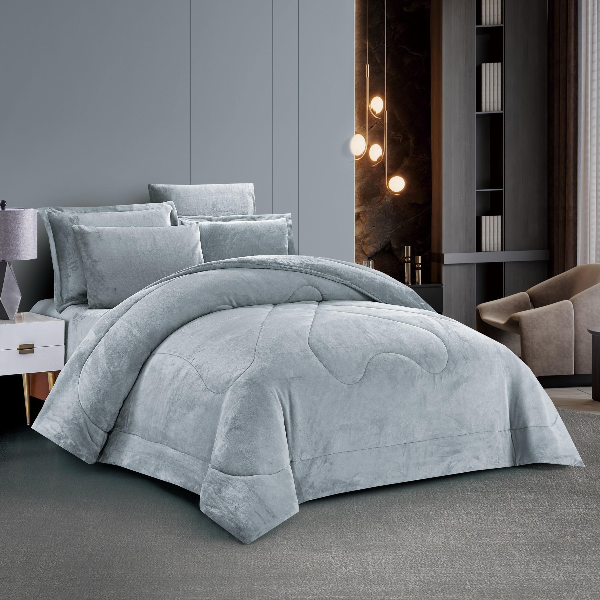 Plush Velvet Quilted Comforter Set-household-bedding-comfortersandbedspreads-comforters-image-2