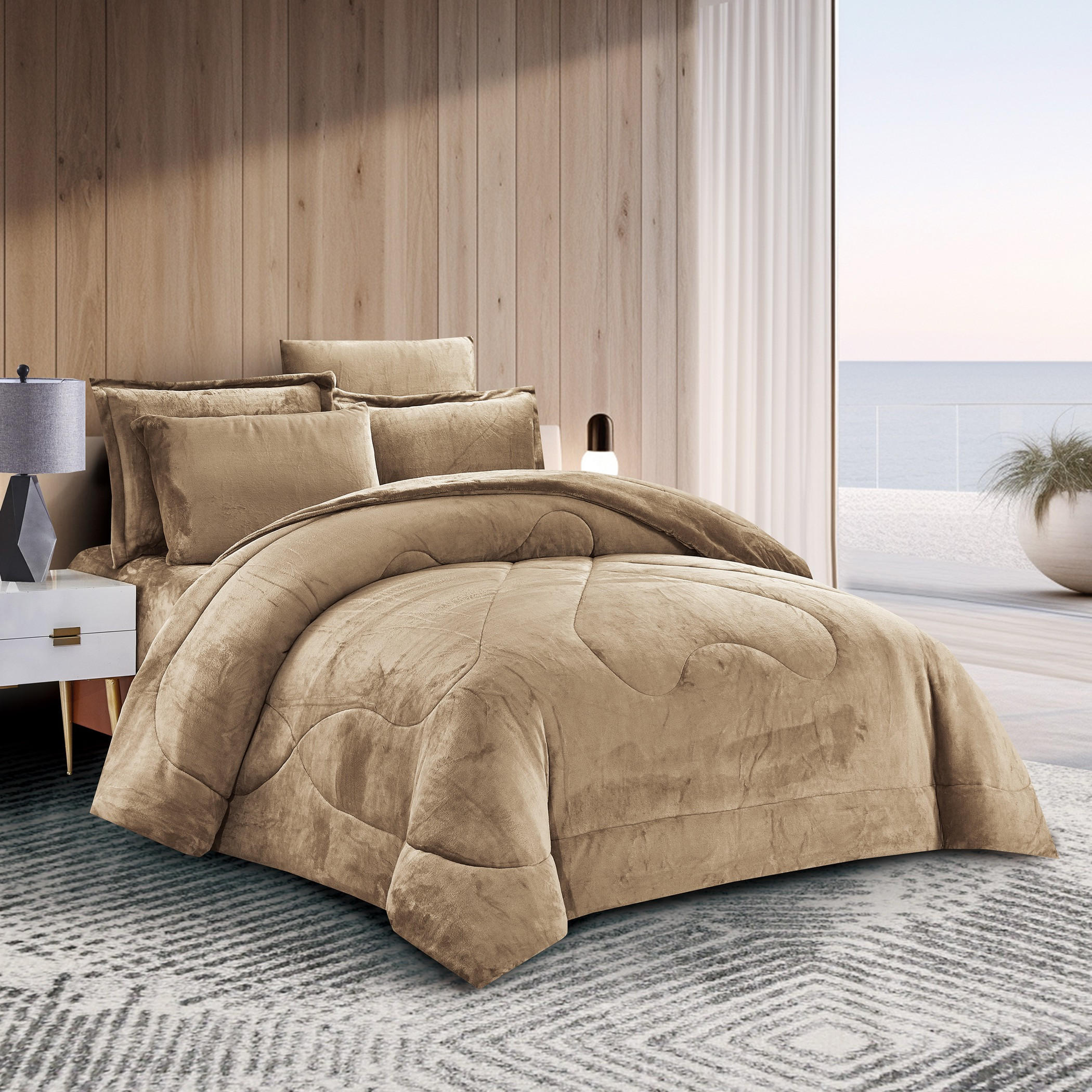 Plush Velvet Quilted Comforter Set-household-bedding-comfortersandbedspreads-comforters-image-2