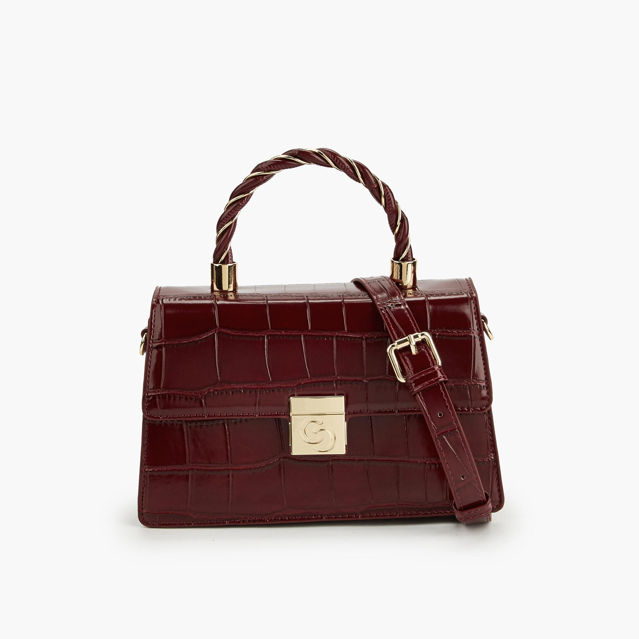 Celeste Textured Satchel Bag with Top Handle-women-bagsandwallets-handbags-image-1