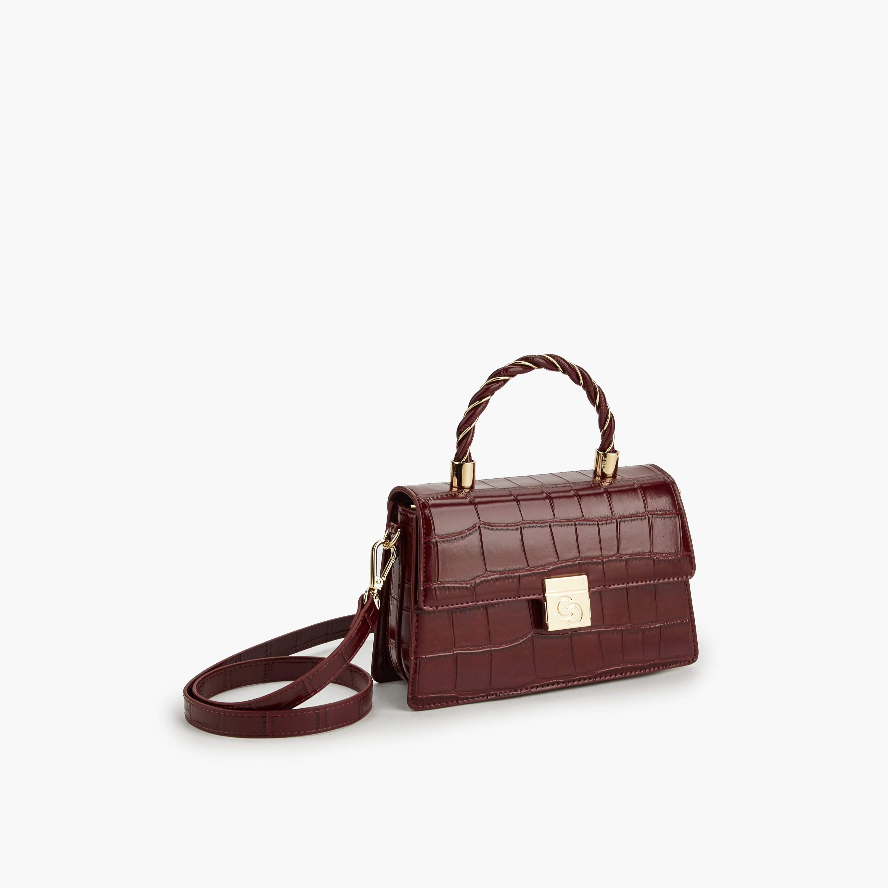 Celeste Textured Satchel Bag with Top Handle-women-bagsandwallets-handbags-image-3