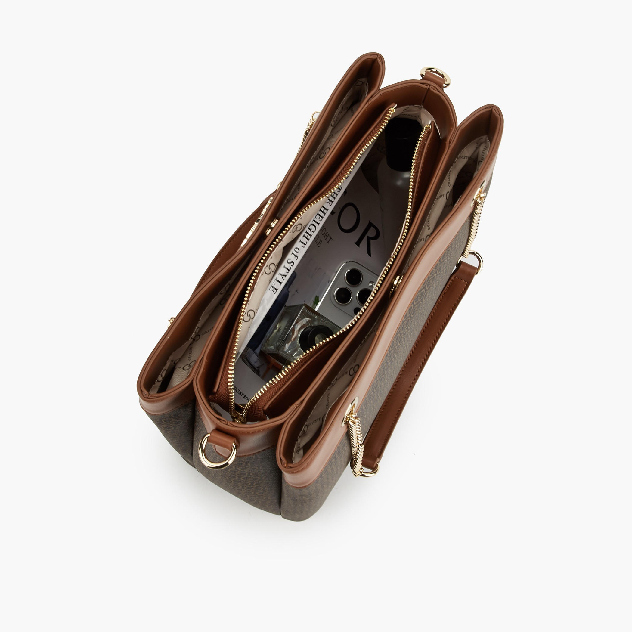 شنطة توتي بطبعات مونوجرام مع حزام قابل للفصل من سيليست-women-bagsandwallets-handbags-image-1