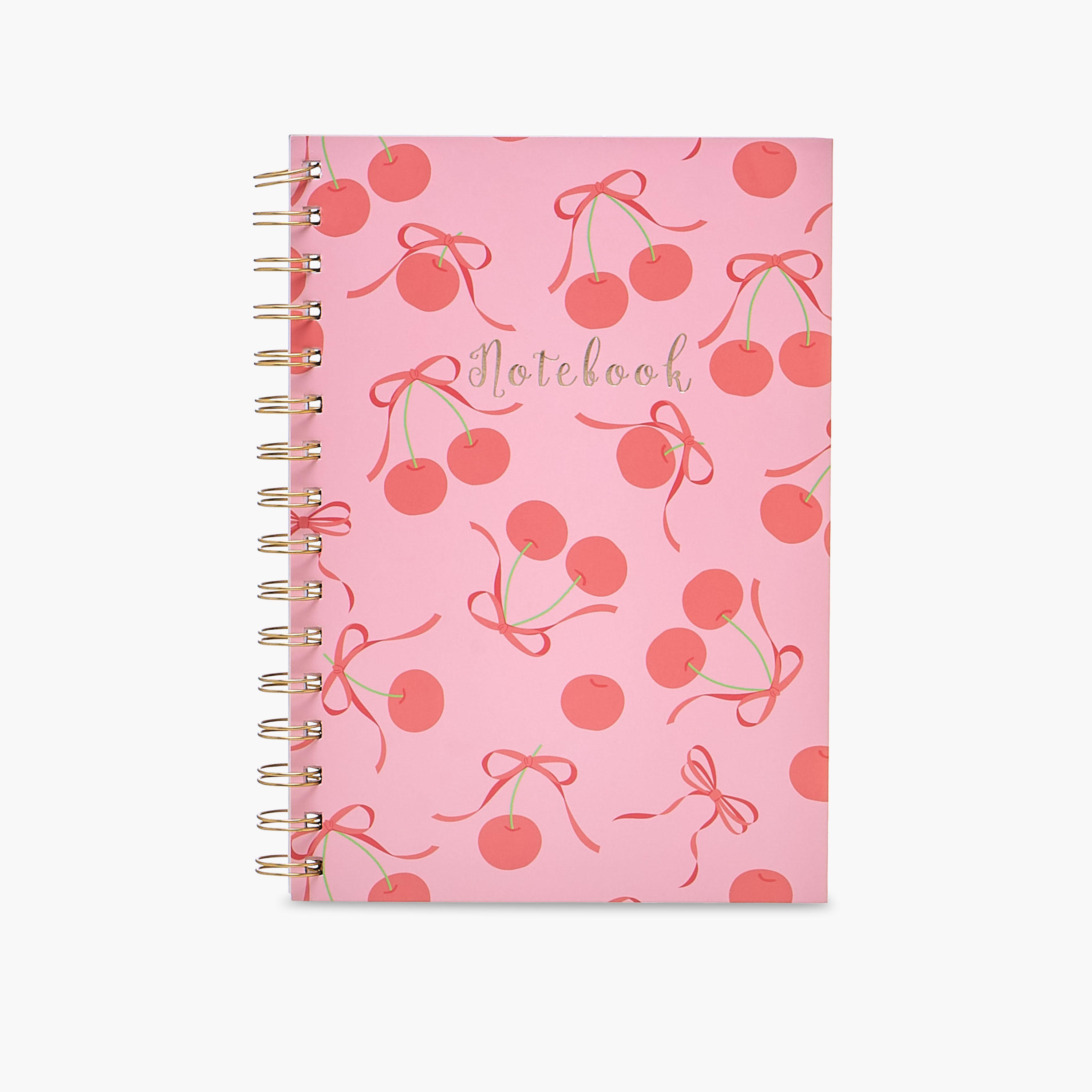 Cherry Print A5 Notebook with Spiral Binding - 60 Pages-school-stationery-notebooks-image-1