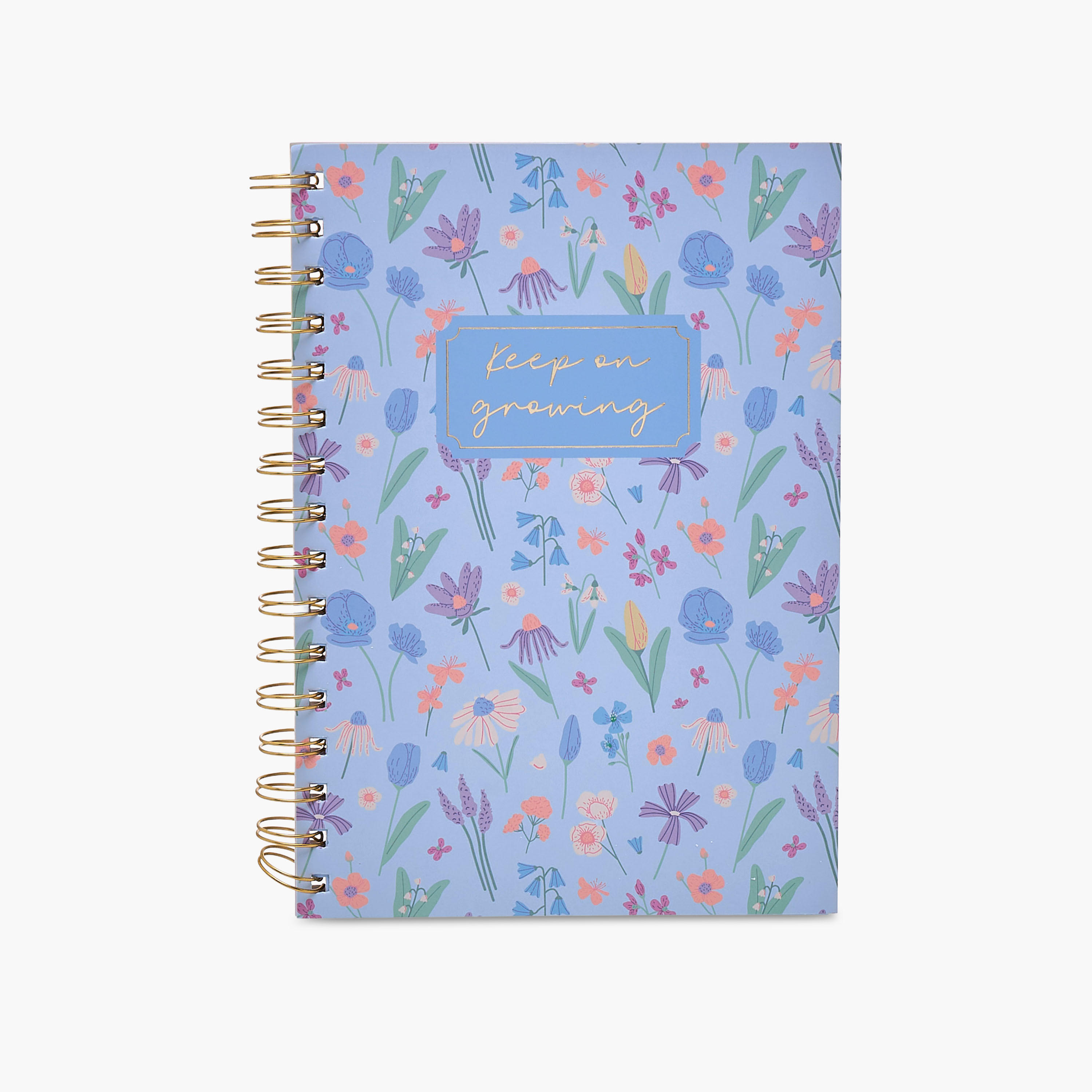 Floral Print A5 Notebook with Spiral Binding - 60 Pages-school-stationery-notebooks-image-1