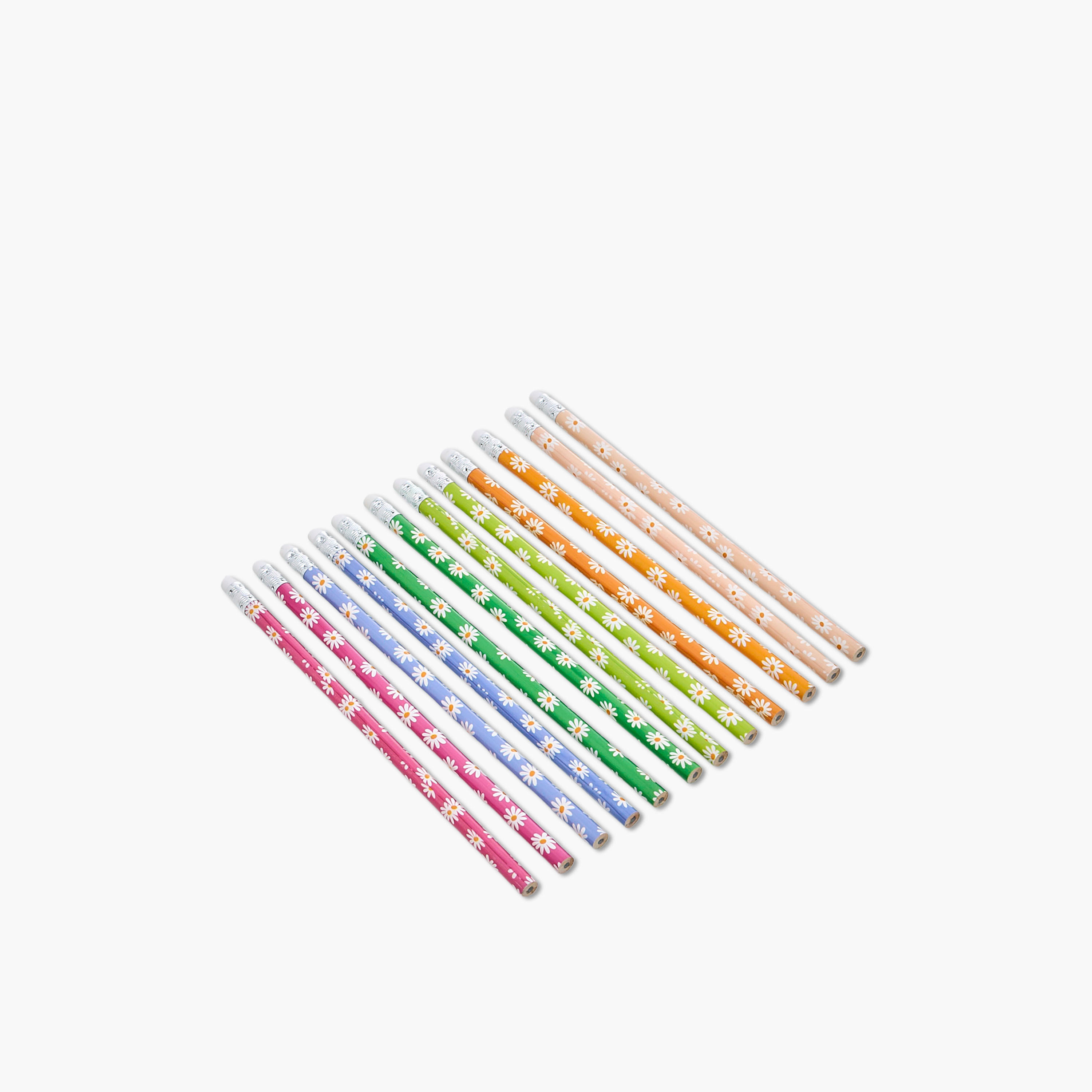 Pack of 12 Floral Print Pencil with Eraser - HB-school-stationery-pensandpencils-image-2