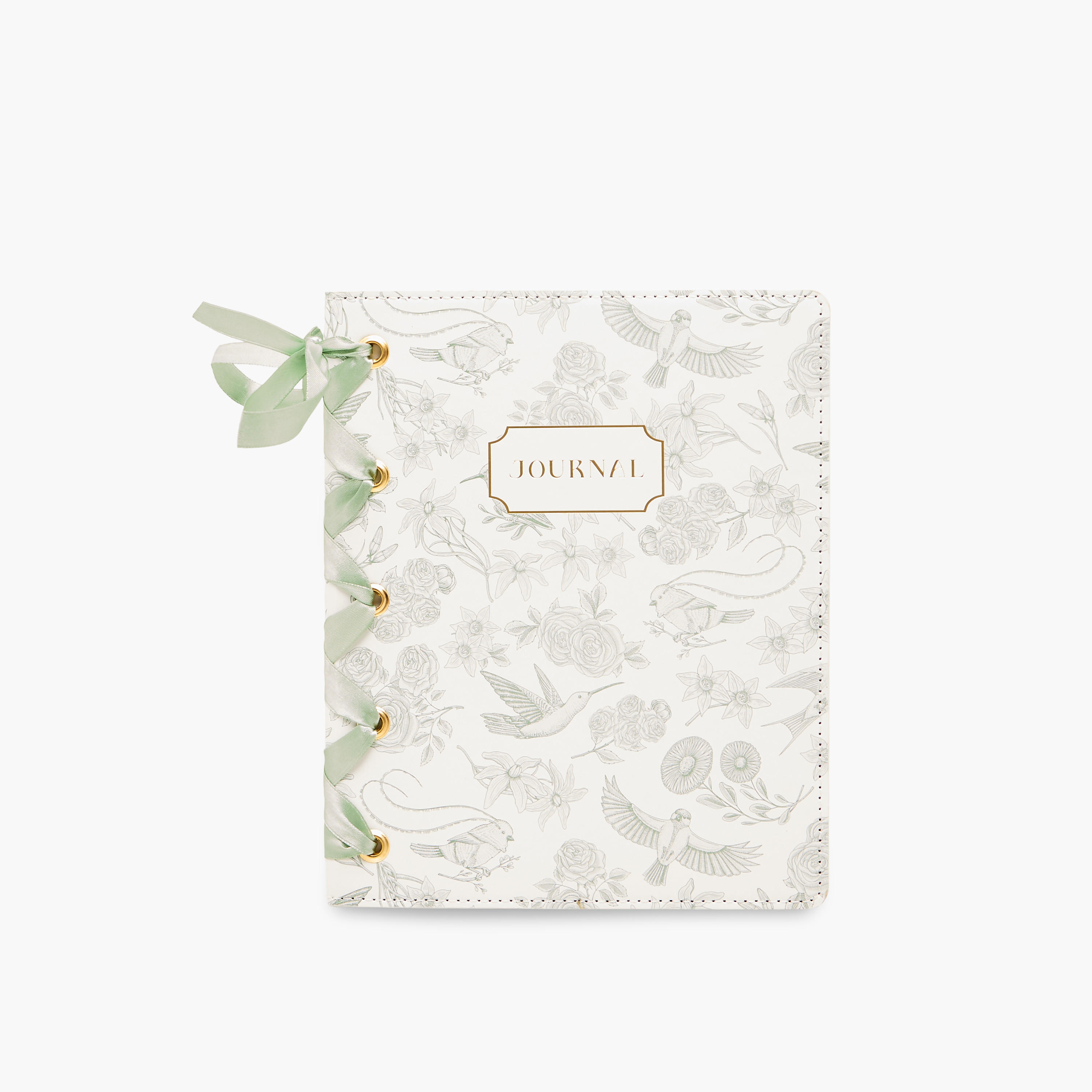 Bird Print Hardcover Journal with Ribbon Binding - 80 Pages-school-stationery-notebooks-image-1