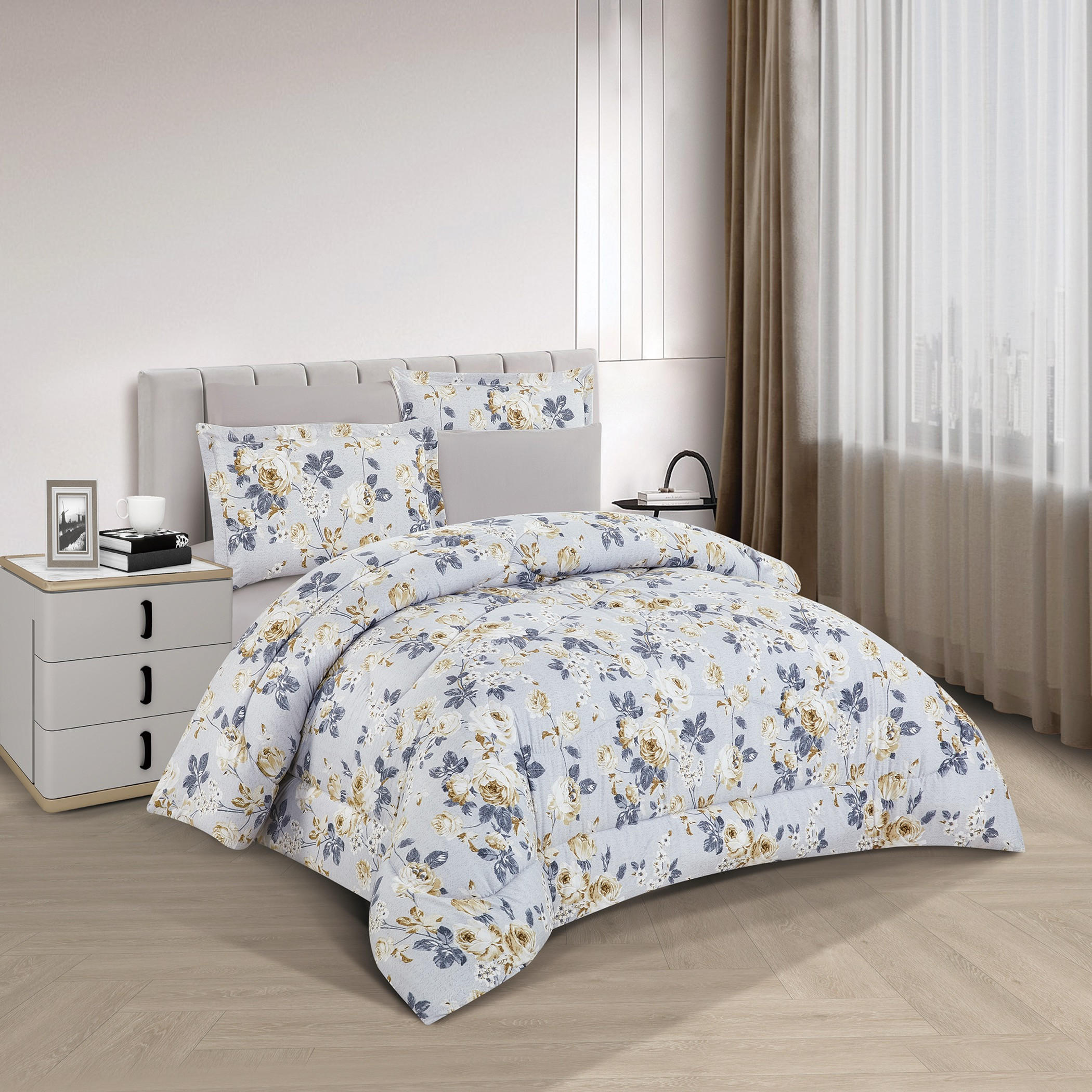 Floral Reversible Comforter King Set-household-bedding-comfortersandbedspreads-comforters-image-1