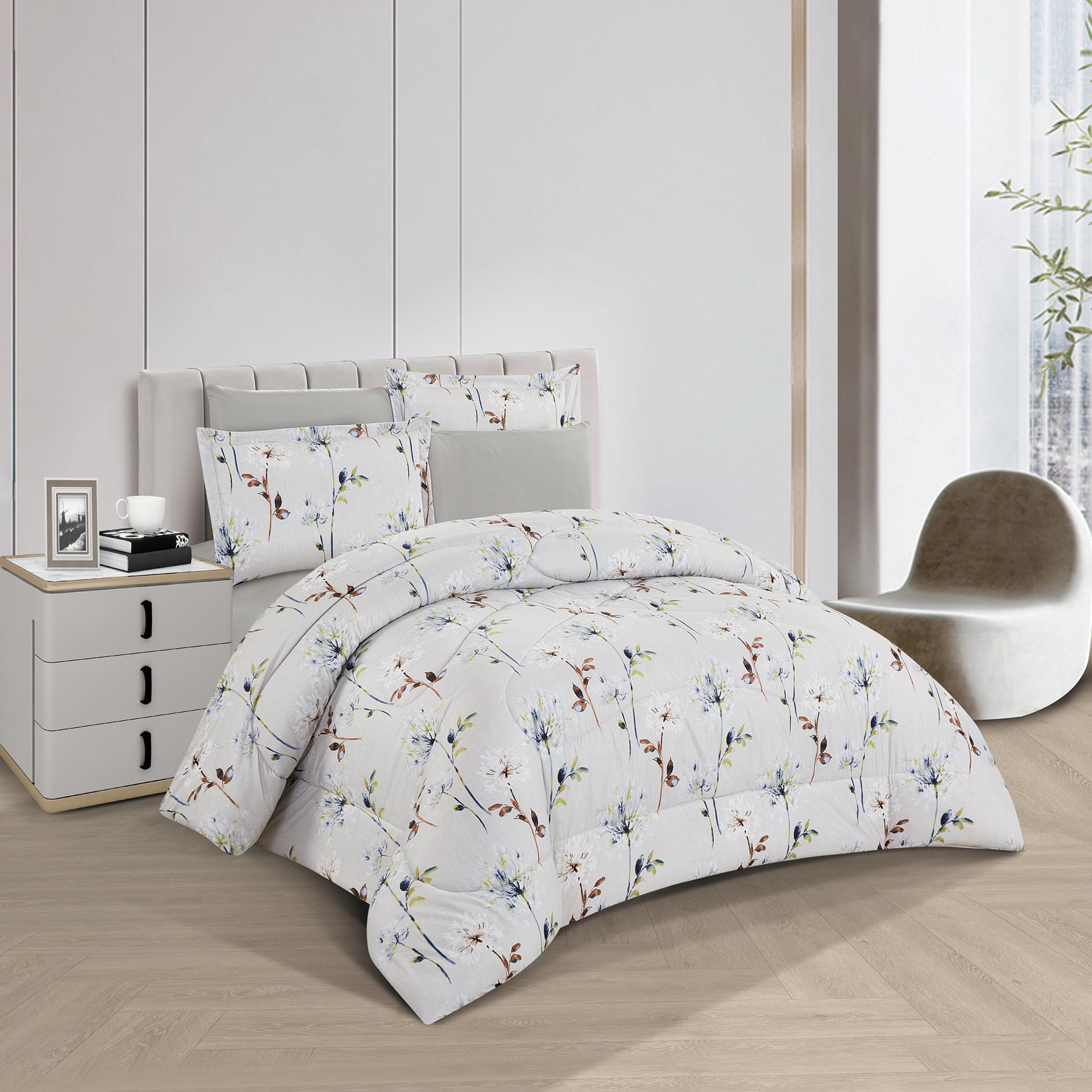 طقم لحاف زهور قابل للعكس مقاس كينج-household-bedding-comfortersandbedspreads-comforters-image-1