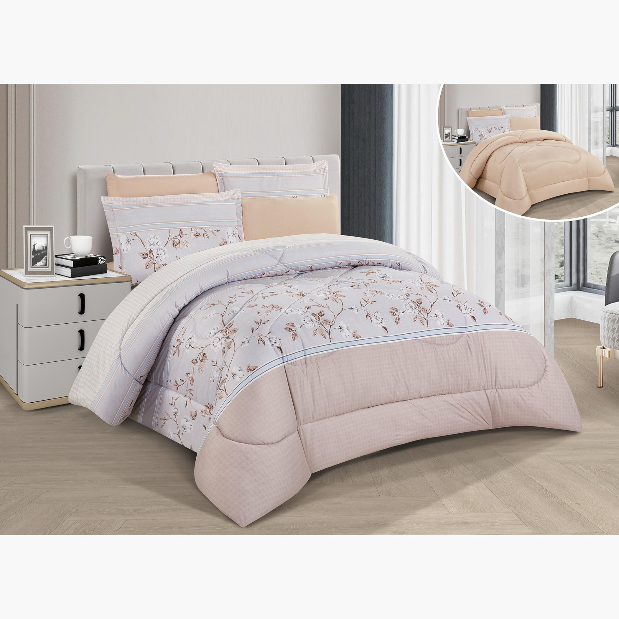 طقم لحاف مطبوع وجهين كينج-household-bedding-comfortersandbedspreads-comforters-image-7