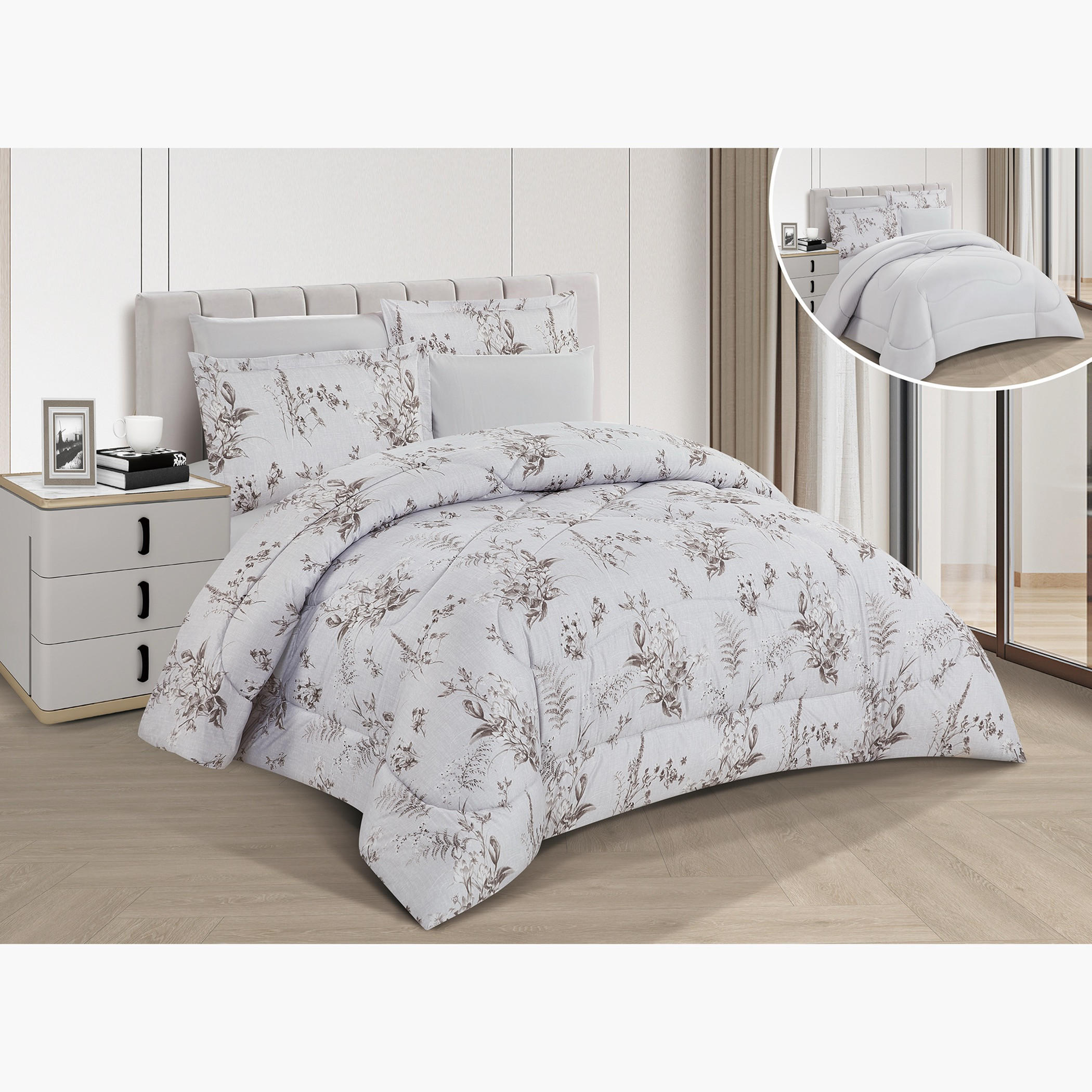 طقم لحاف ملكي قابل للعكس بنقشة زهور-household-bedding-comfortersandbedspreads-comforters-image-7