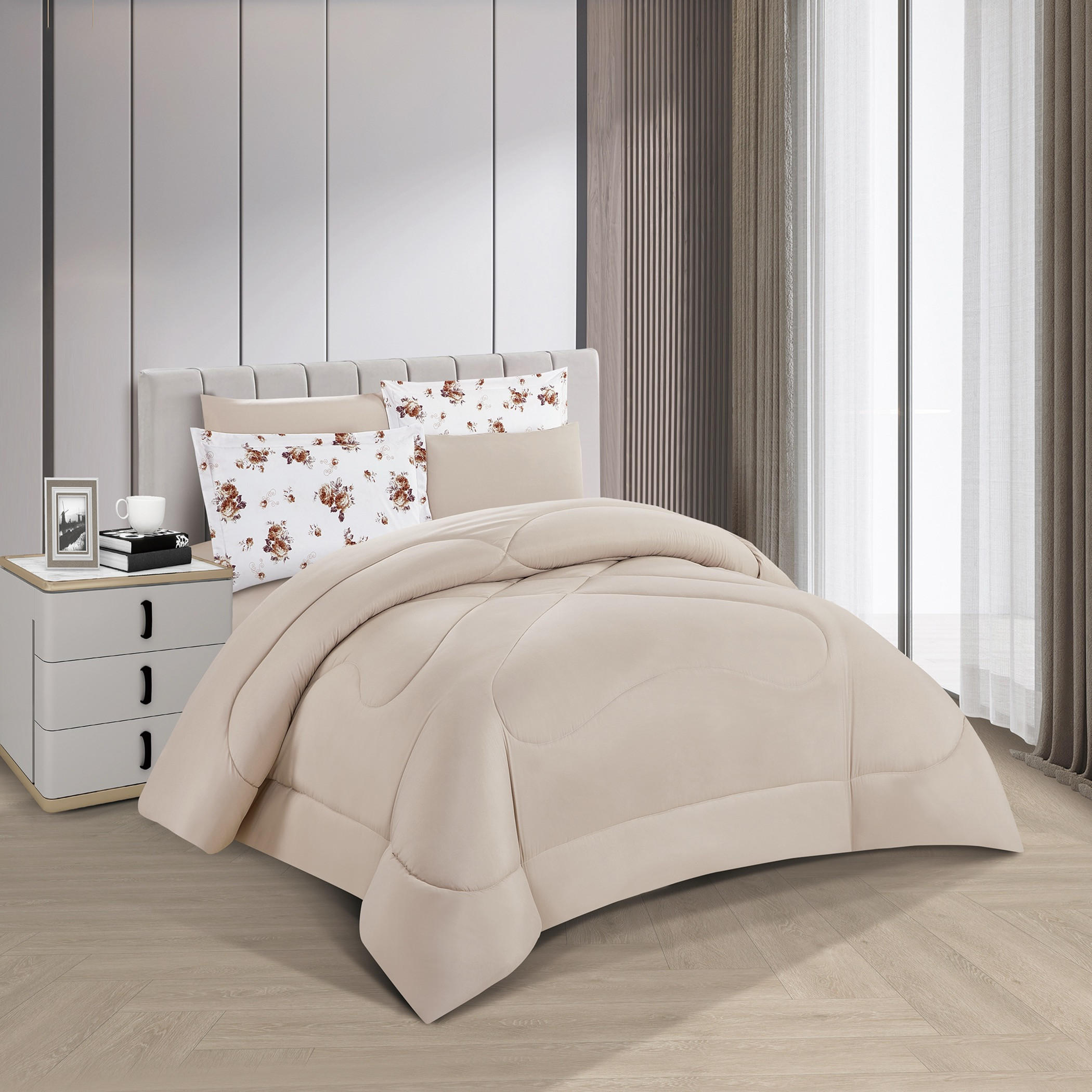 Floral Printed Reversible Comforter Set-household-bedding-comfortersandbedspreads-comforters-image-3