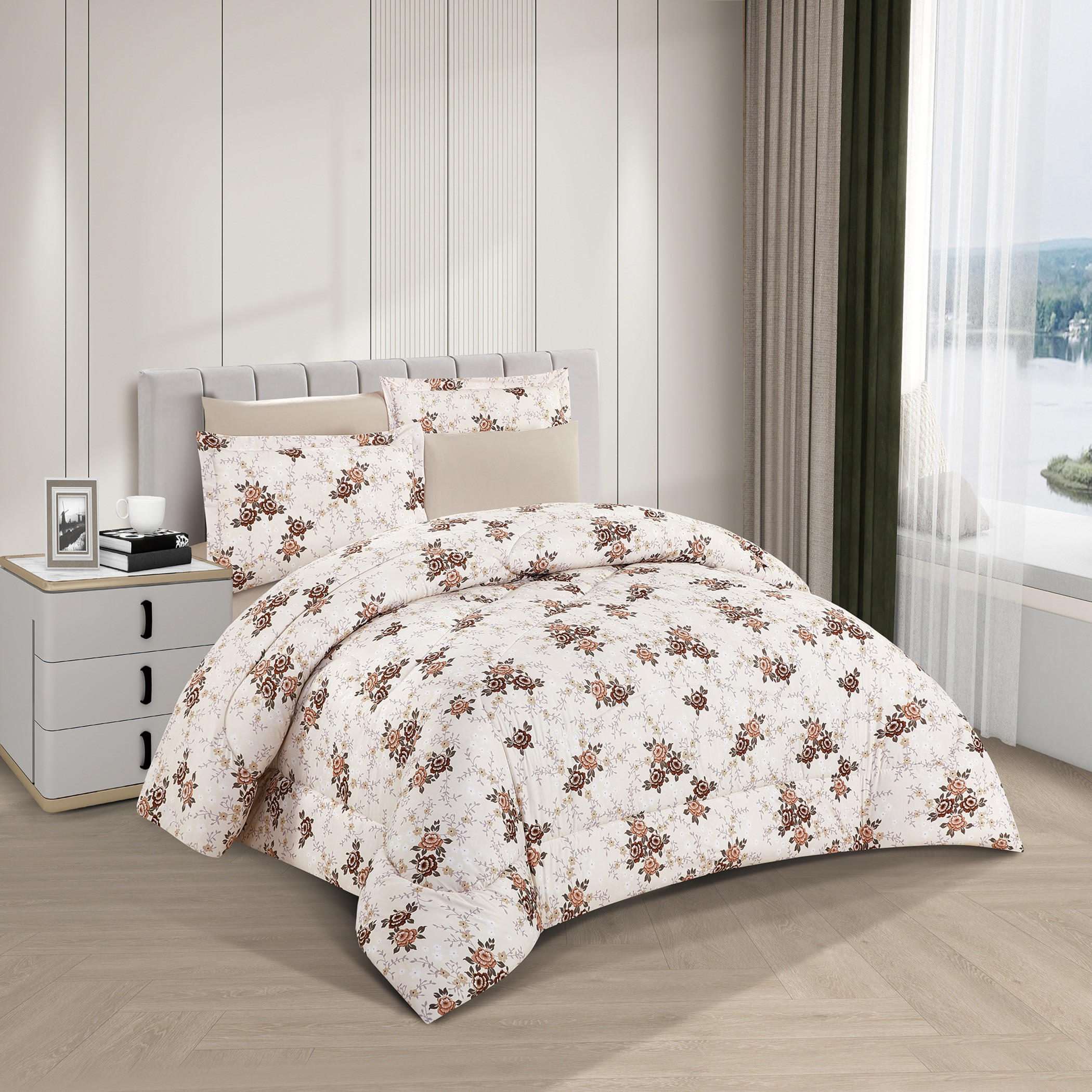 Floral Printed Reversible Comforter Set-household-bedding-comfortersandbedspreads-comforters-image-2
