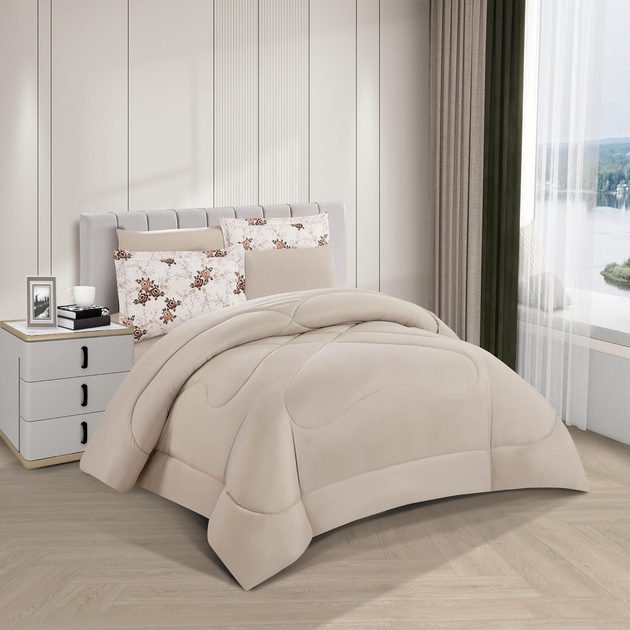 Floral Printed Reversible Comforter Set-household-bedding-comfortersandbedspreads-comforters-image-3