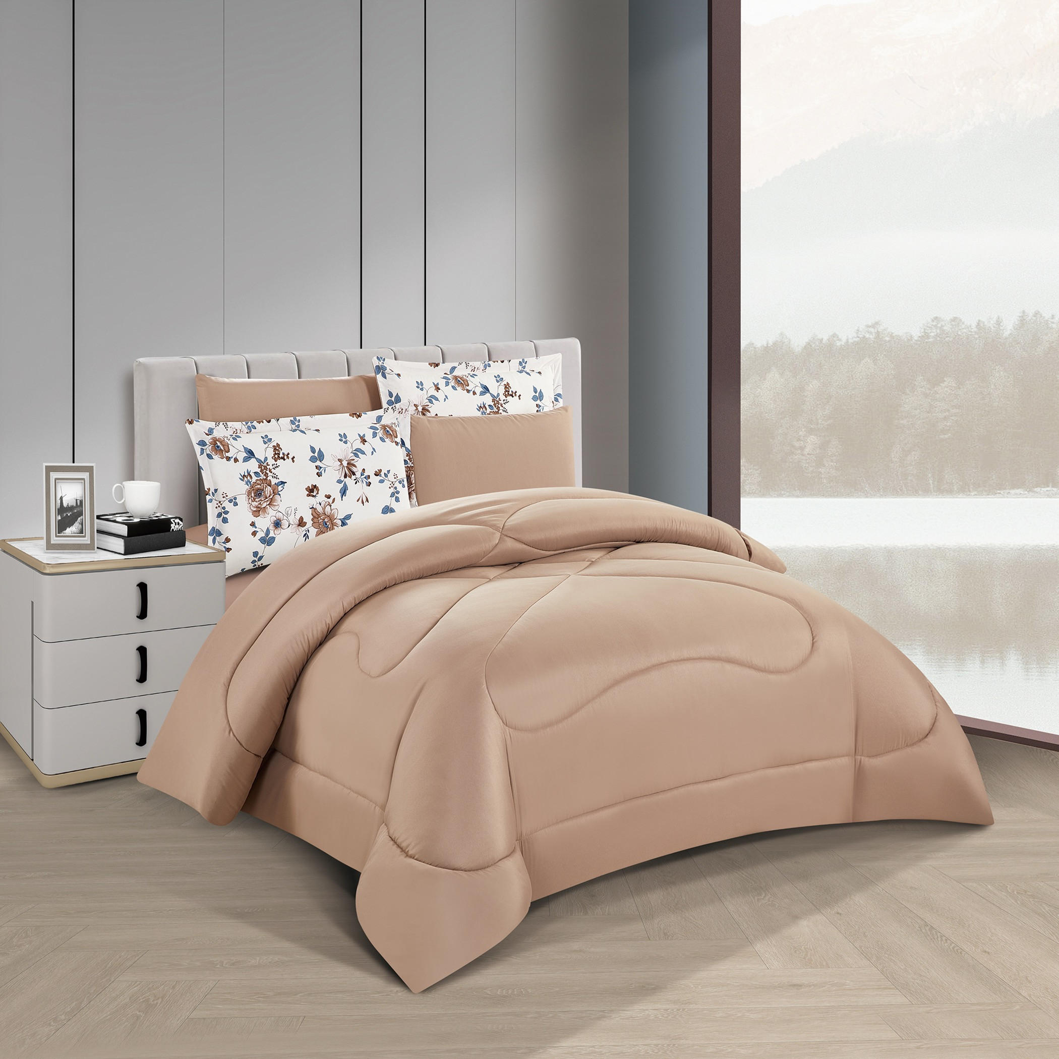 طقم لحاف ملكي قابل للعكس بنمط زهور-household-bedding-comfortersandbedspreads-comforters-image-3