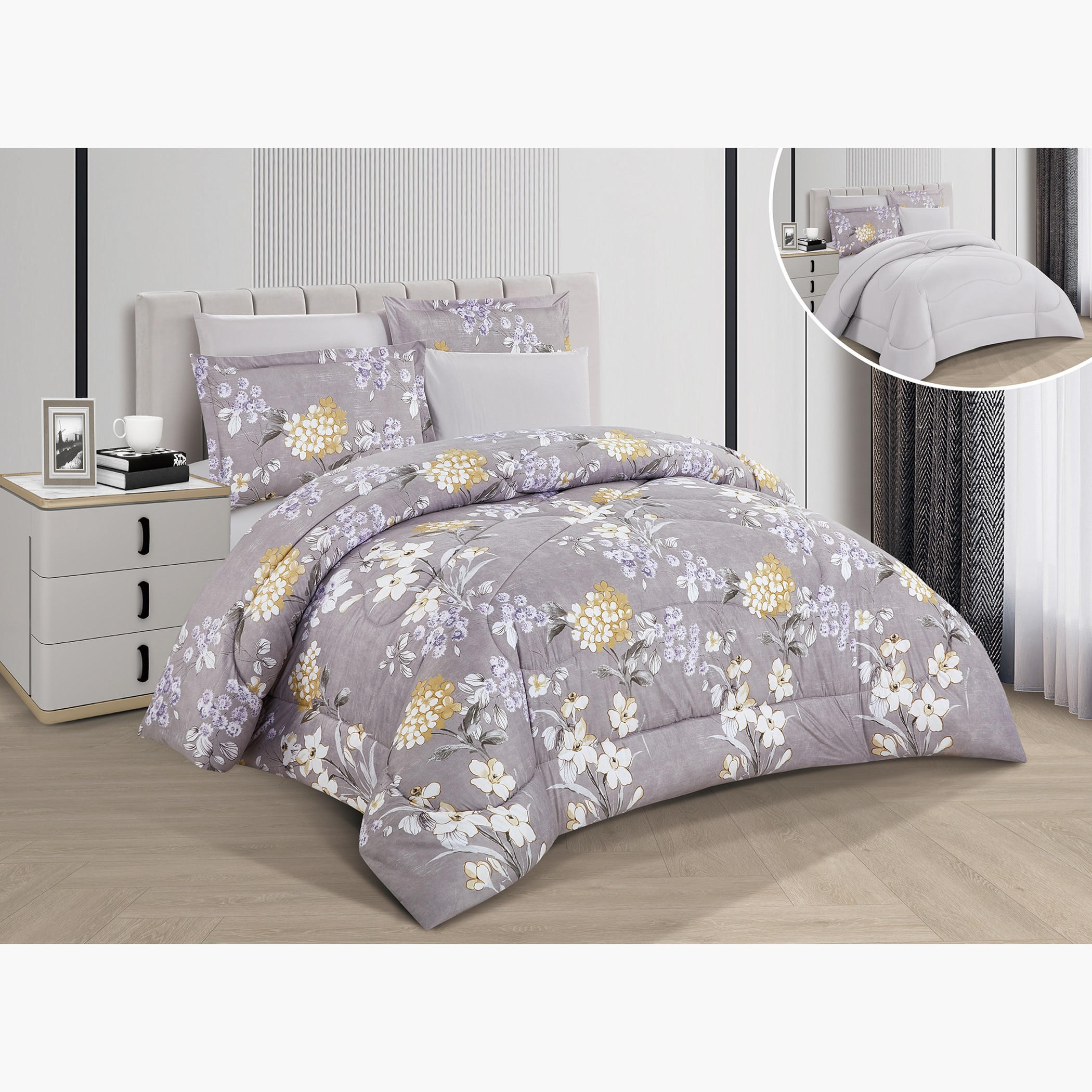 Floral Reversible Comforter King Set-household-bedding-comfortersandbedspreads-comforters-image-1