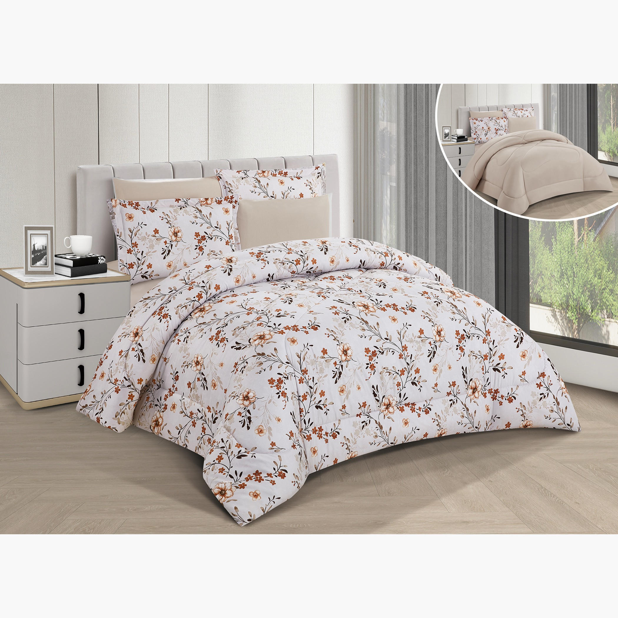 Floral Reversible Comforter King Set-household-bedding-comfortersandbedspreads-comforters-image-1
