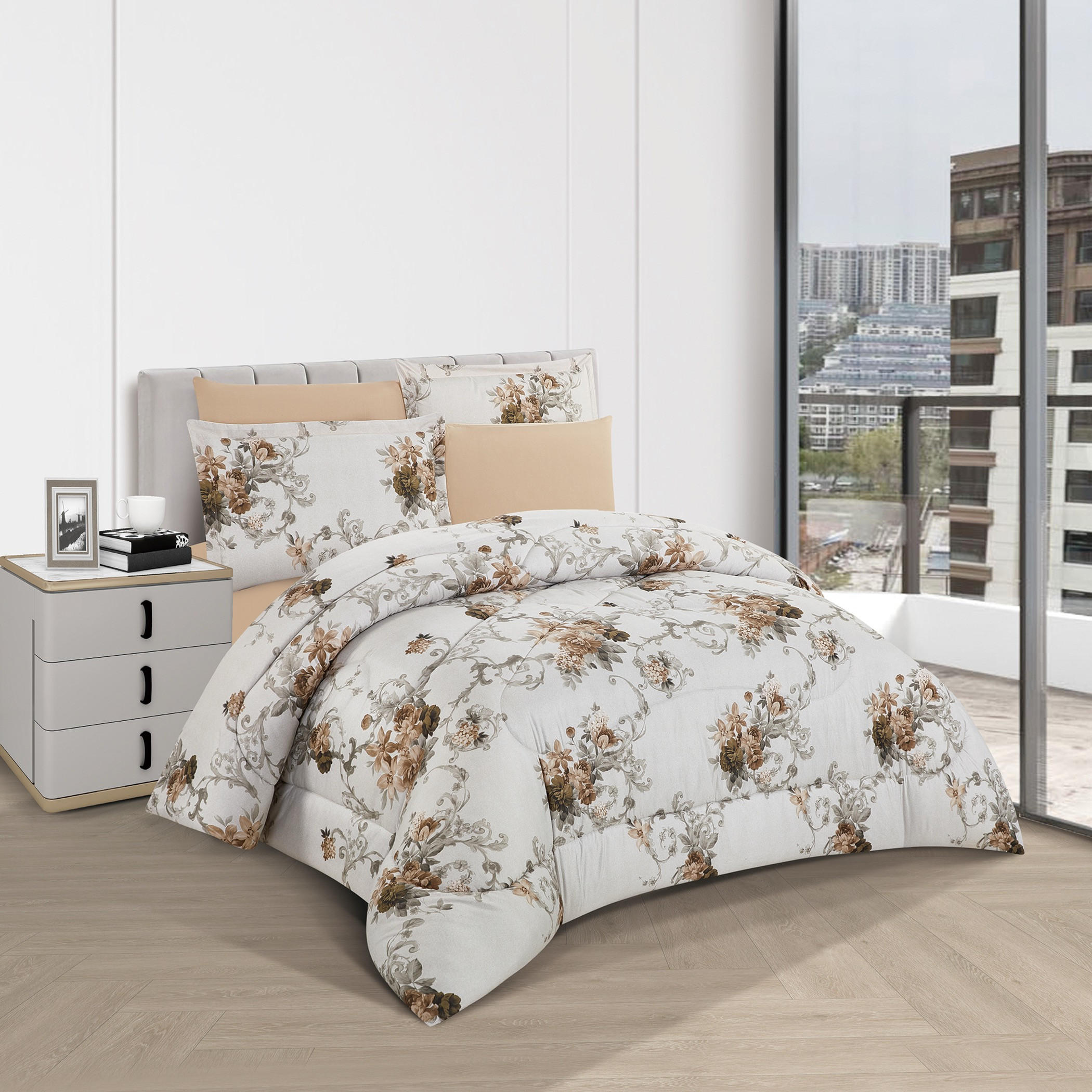 طقم لحاف مزهر قابل للوجهين-household-bedding-comfortersandbedspreads-comforters-image-2