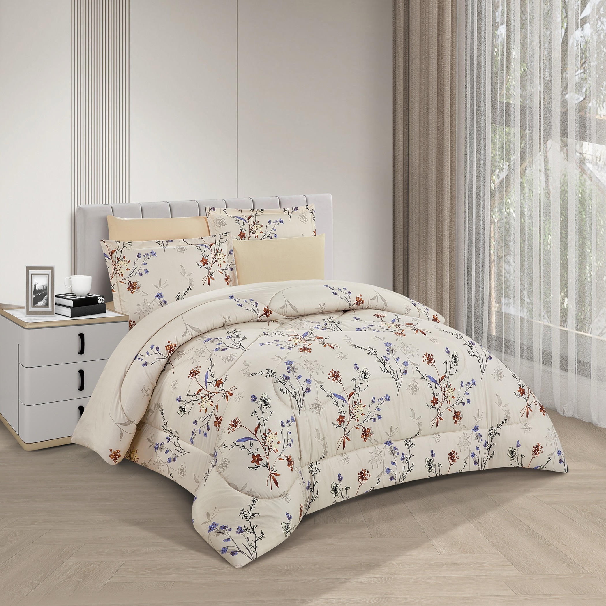 طقم لحاف ملكي قابل للعكس بنقشة زهور-household-bedding-comfortersandbedspreads-comforters-image-2