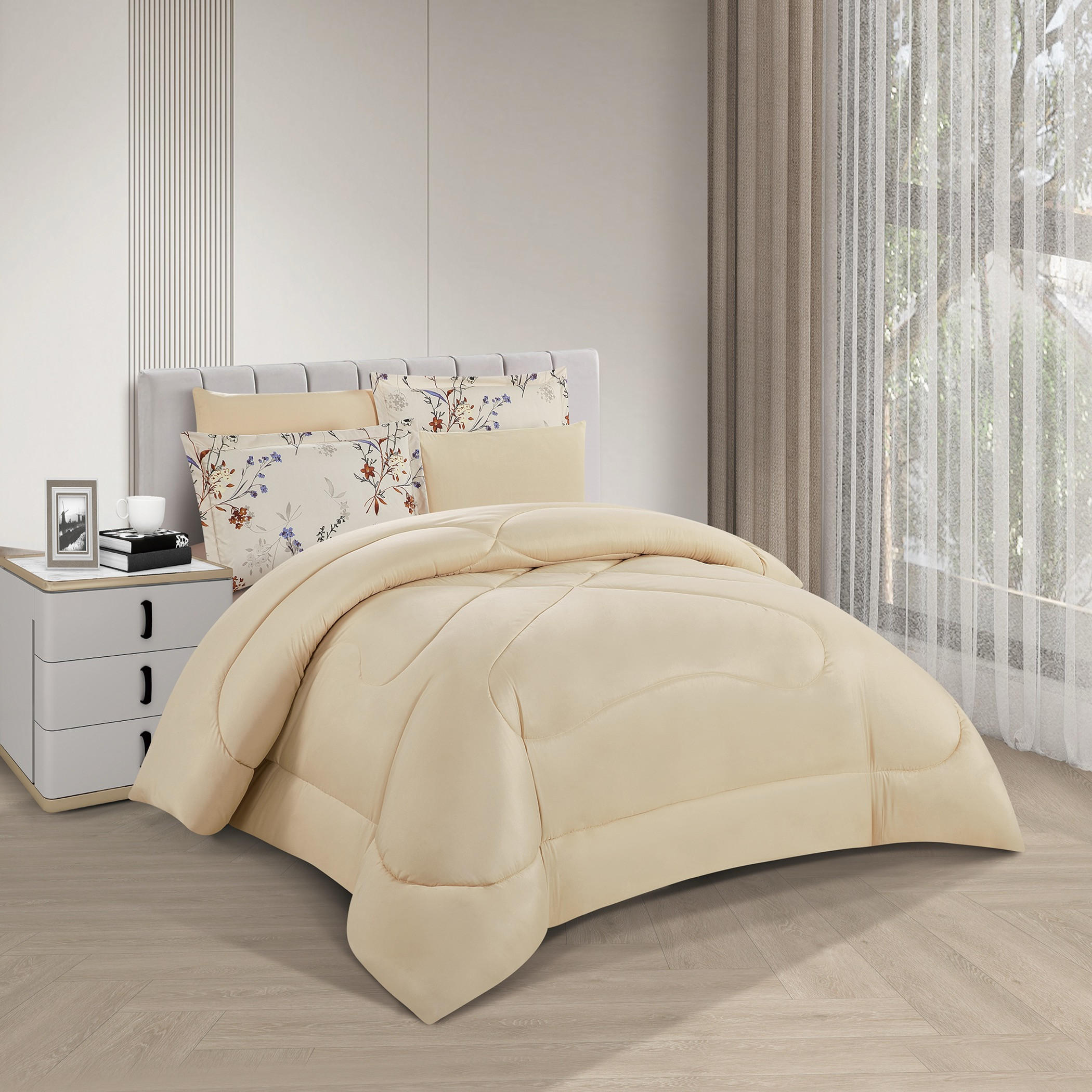 طقم لحاف ملكي قابل للعكس بنقشة زهور-household-bedding-comfortersandbedspreads-comforters-image-3