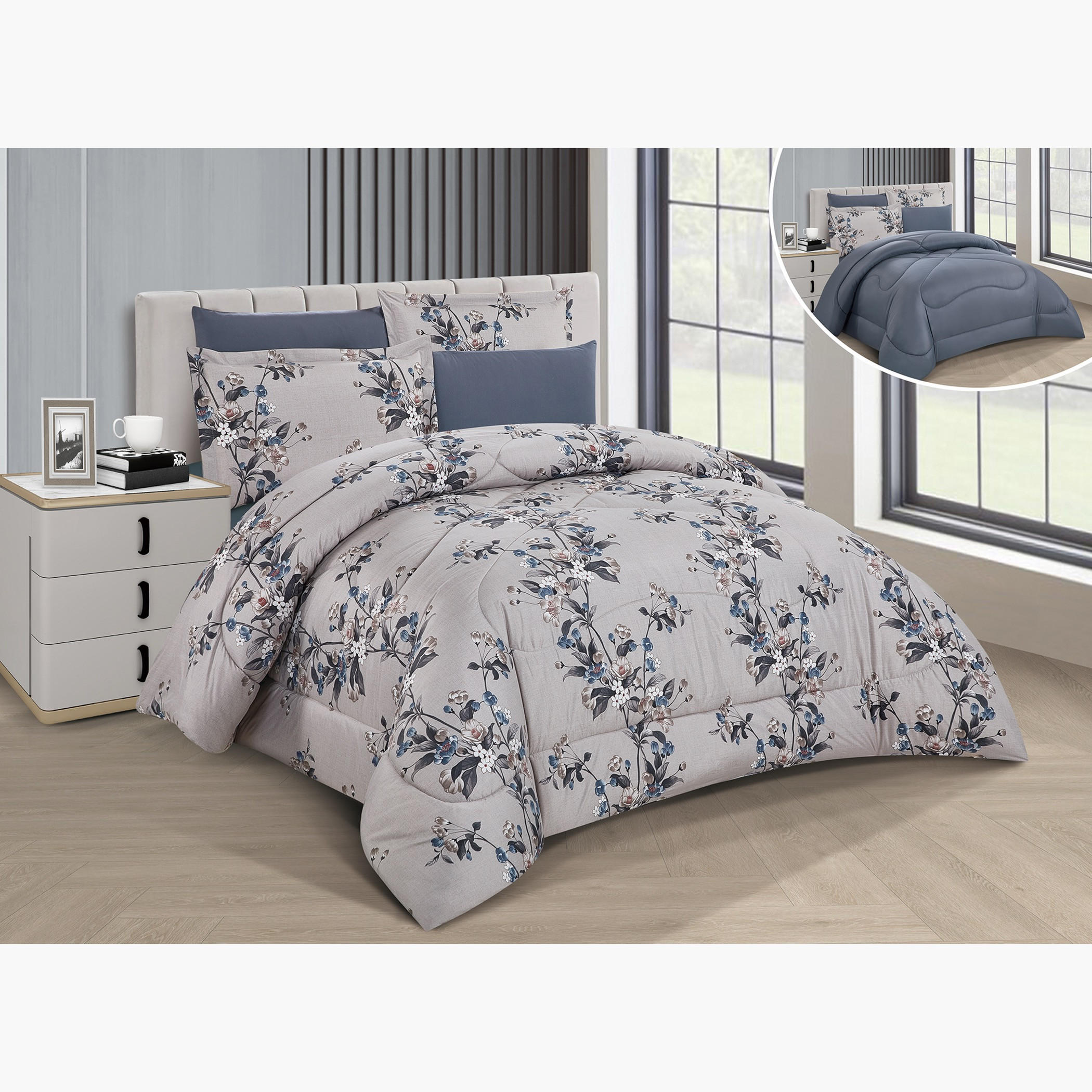 Floral Reversible Comforter King Set-household-bedding-comfortersandbedspreads-comforters-image-1