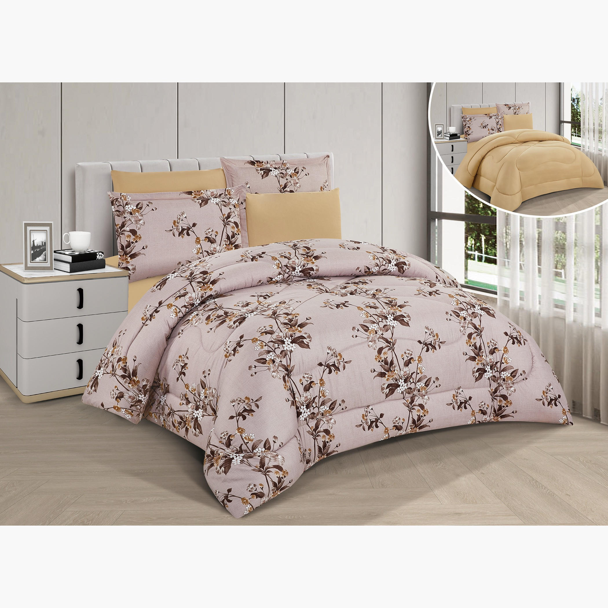 Floral Reversible Comforter King Set-household-bedding-comfortersandbedspreads-comforters-image-1