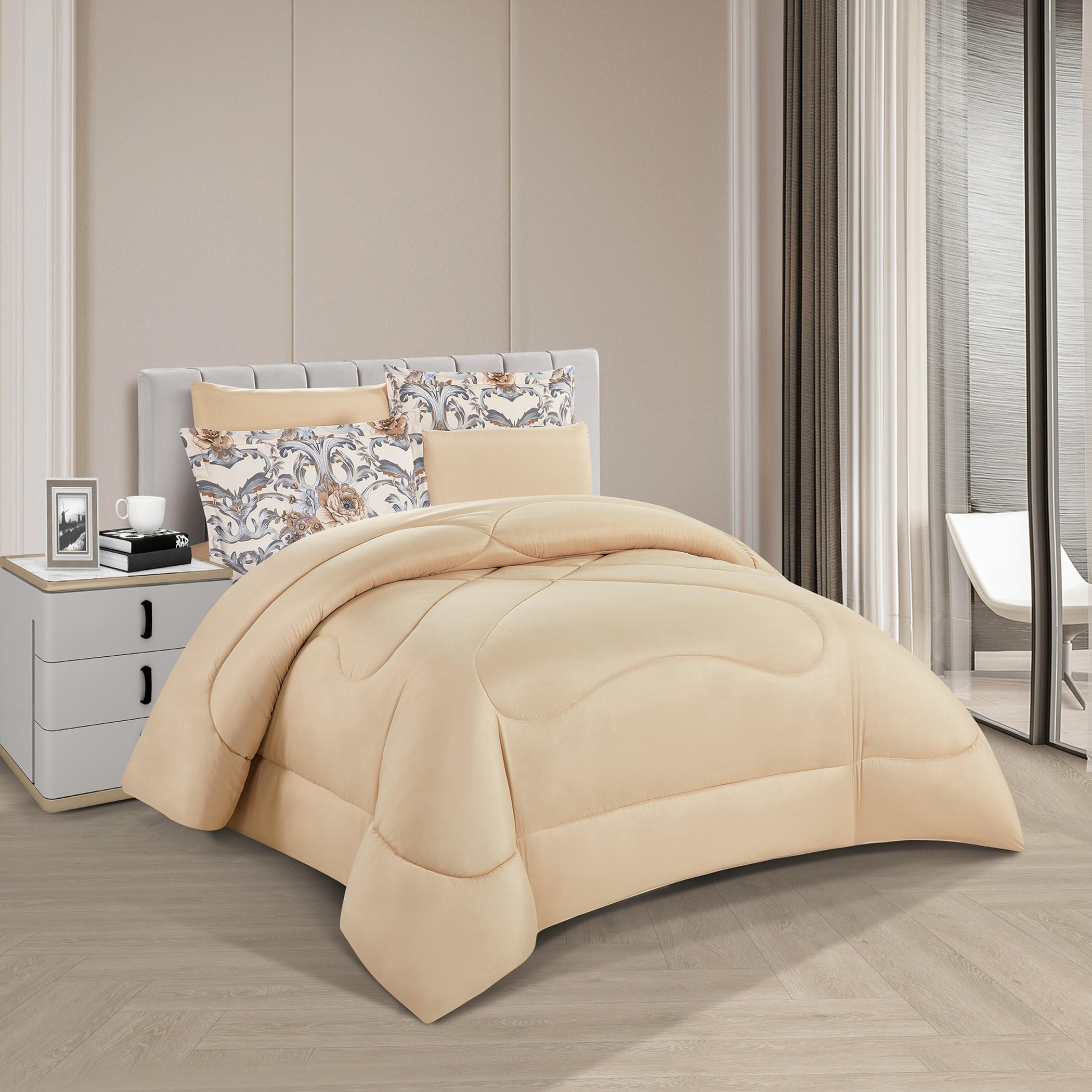 طقم لحاف مزهر بوجهين مزدوج-household-bedding-comfortersandbedspreads-comforters-image-2