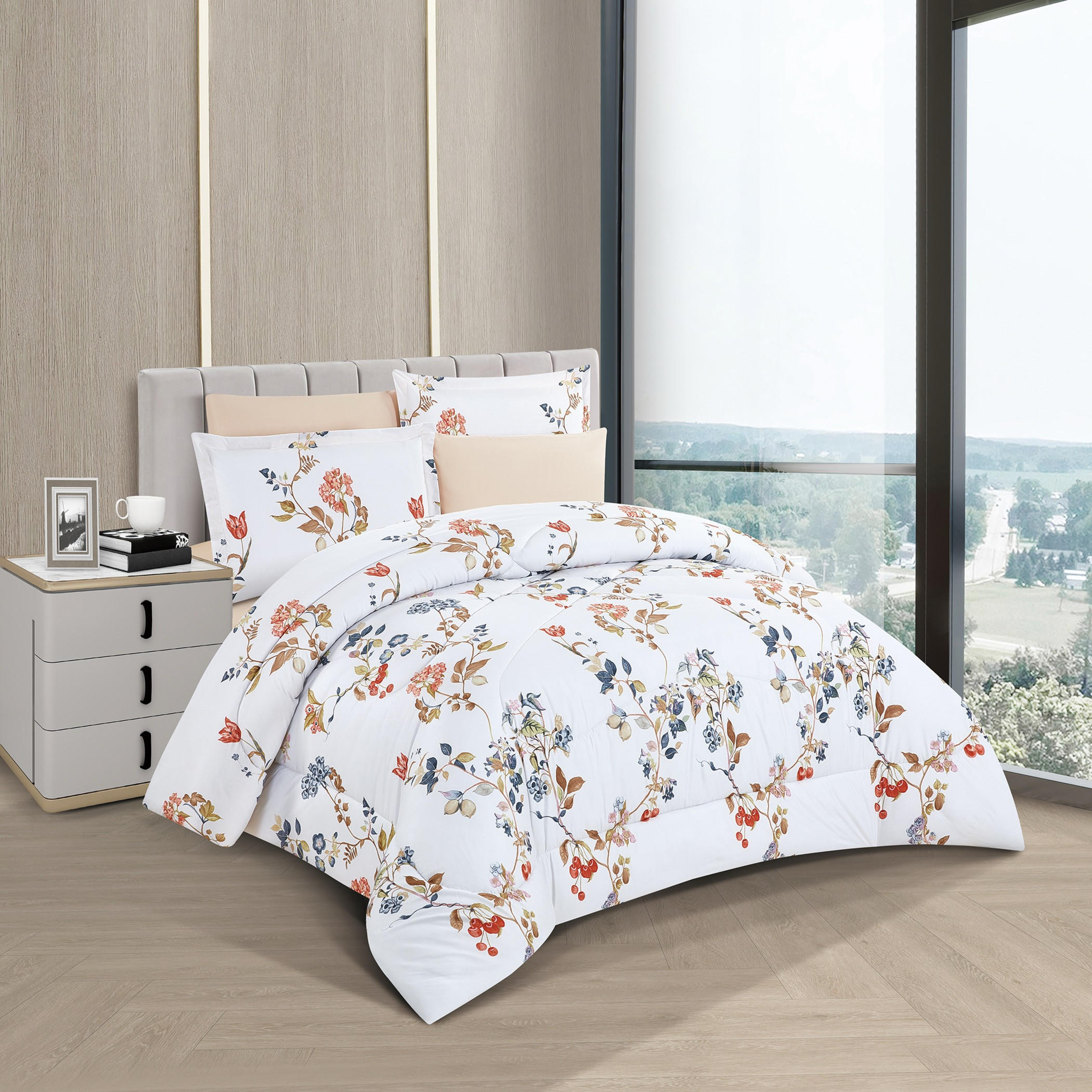 Floral Reversible Comforter Twin Set-household-bedding-comfortersandbedspreads-comforters-image-1