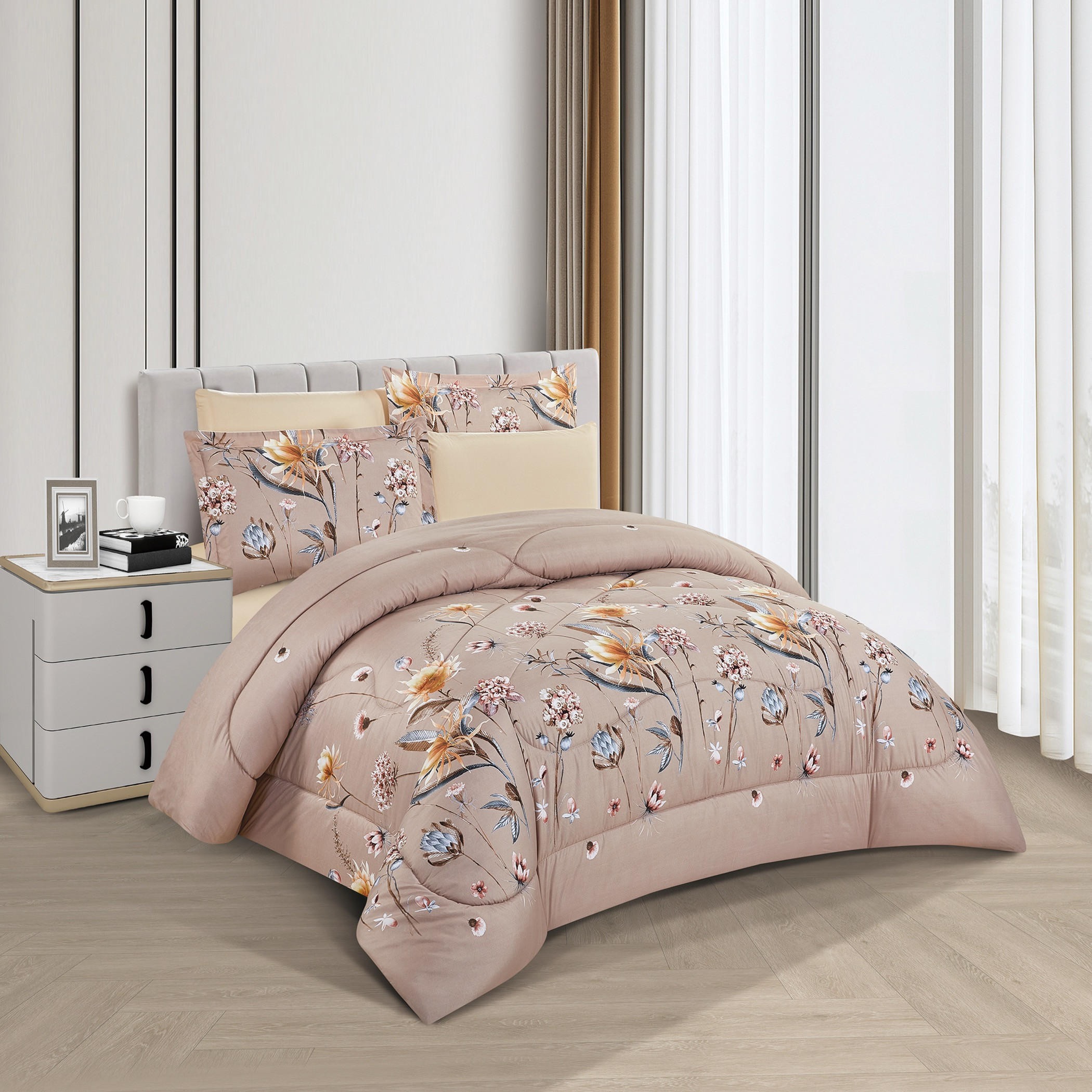 Floral Reversible Comforter Set-household-bedding-comfortersandbedspreads-comforters-image-1