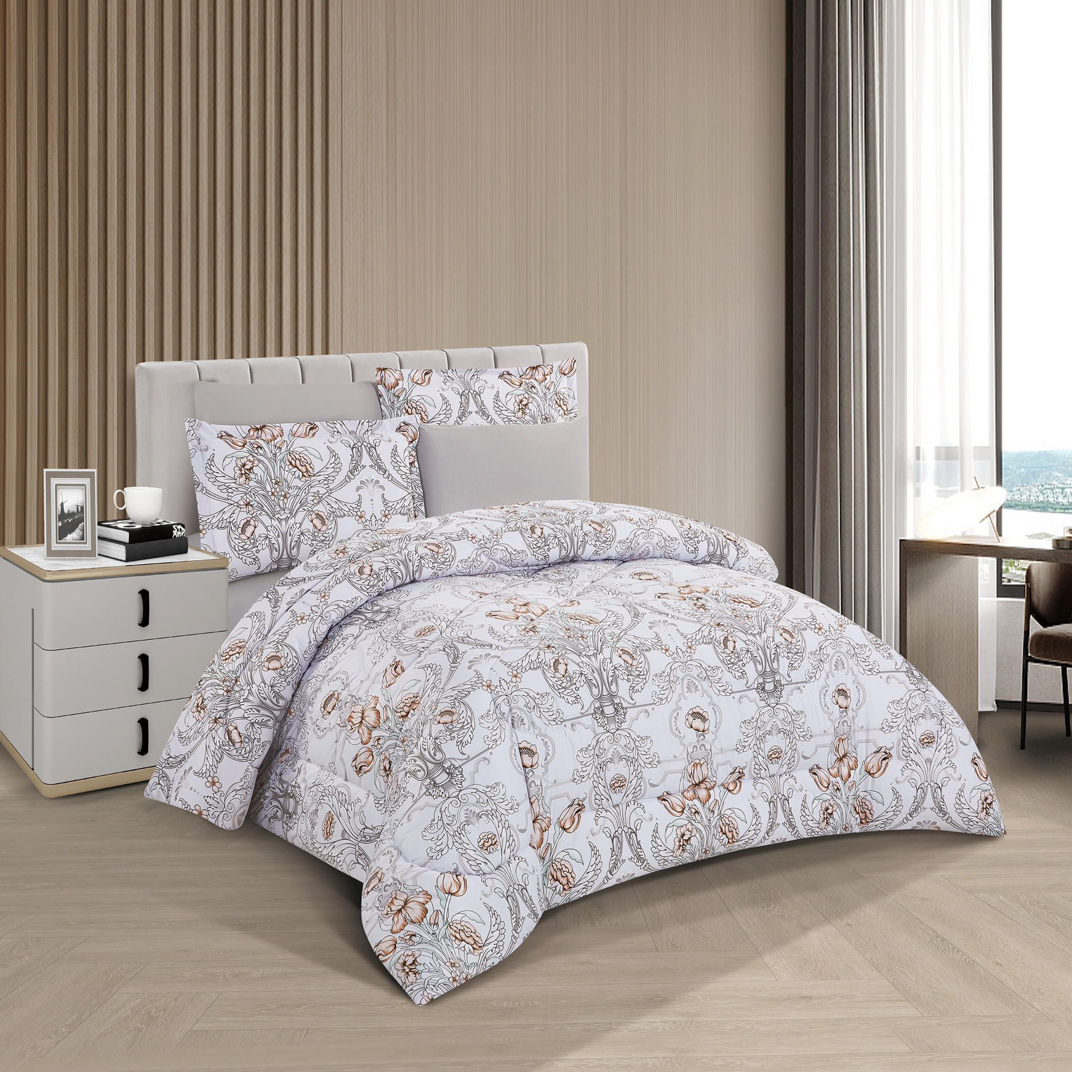 طقم لحاف مطبوع بزهور قابل للعكس-household-bedding-comfortersandbedspreads-comforters-image-1