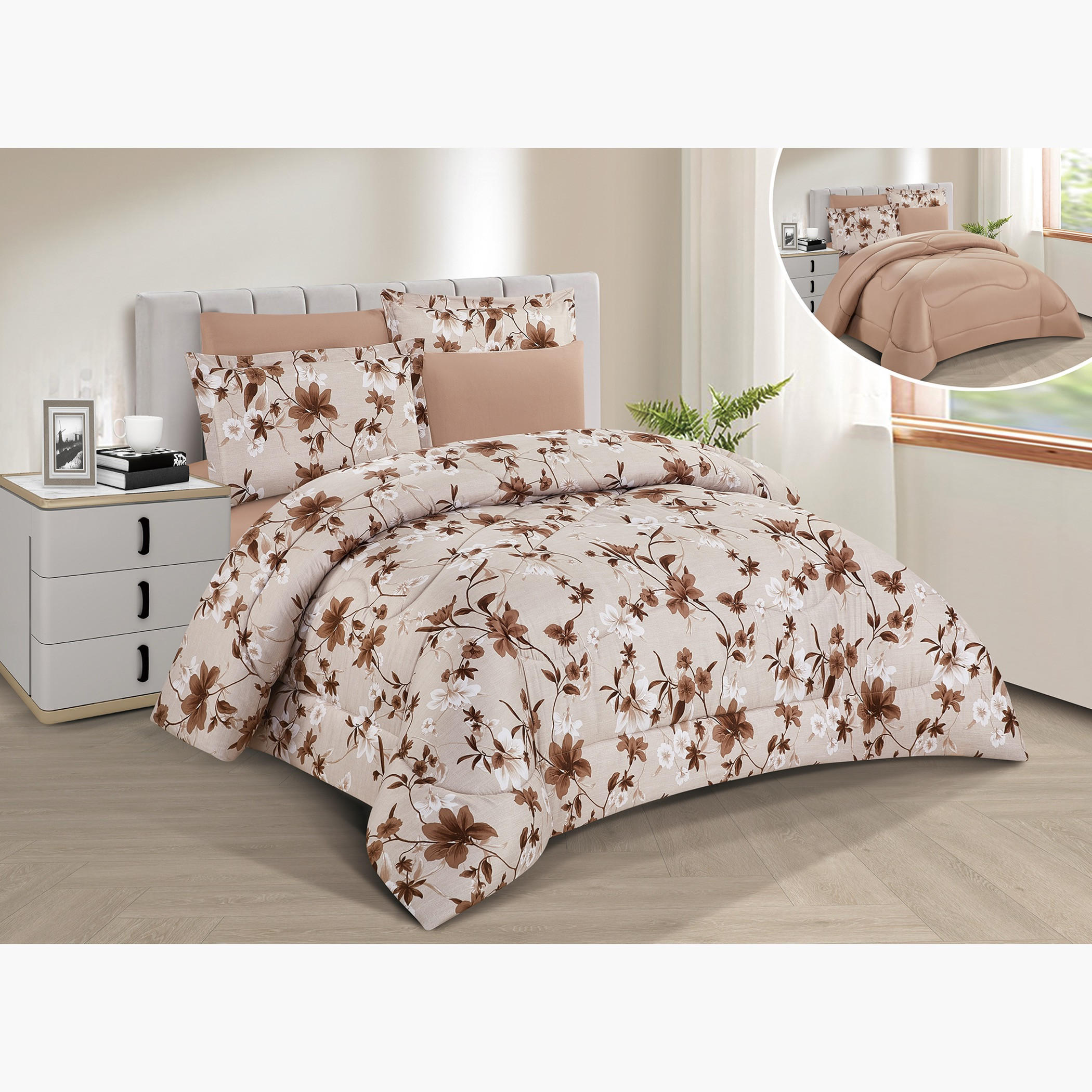 Floral Reversible Comforter Twin Set-household-bedding-comfortersandbedspreads-comforters-image-1