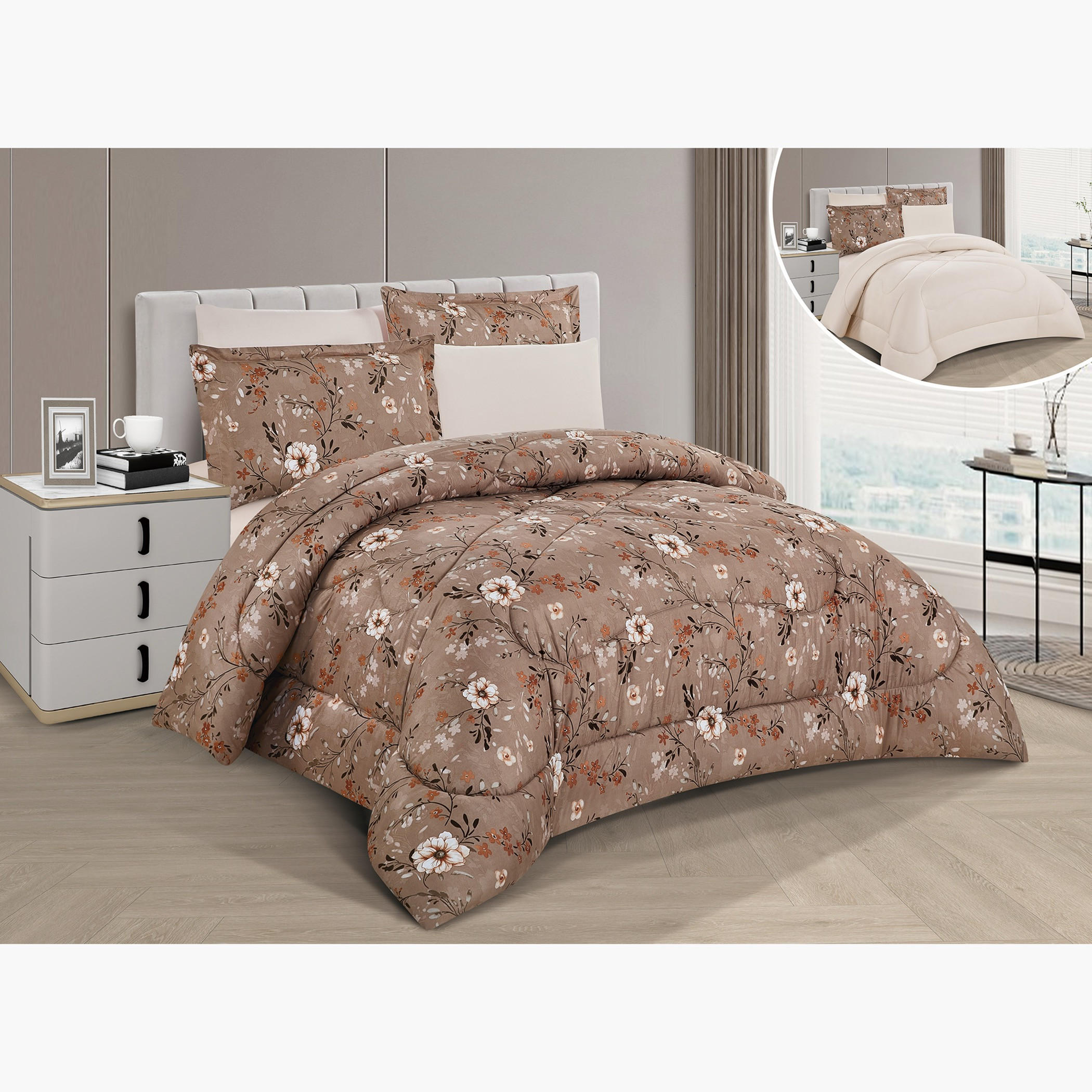 طقم لحاف مطبوع بزهور قابل للعكس-household-bedding-comfortersandbedspreads-comforters-image-1