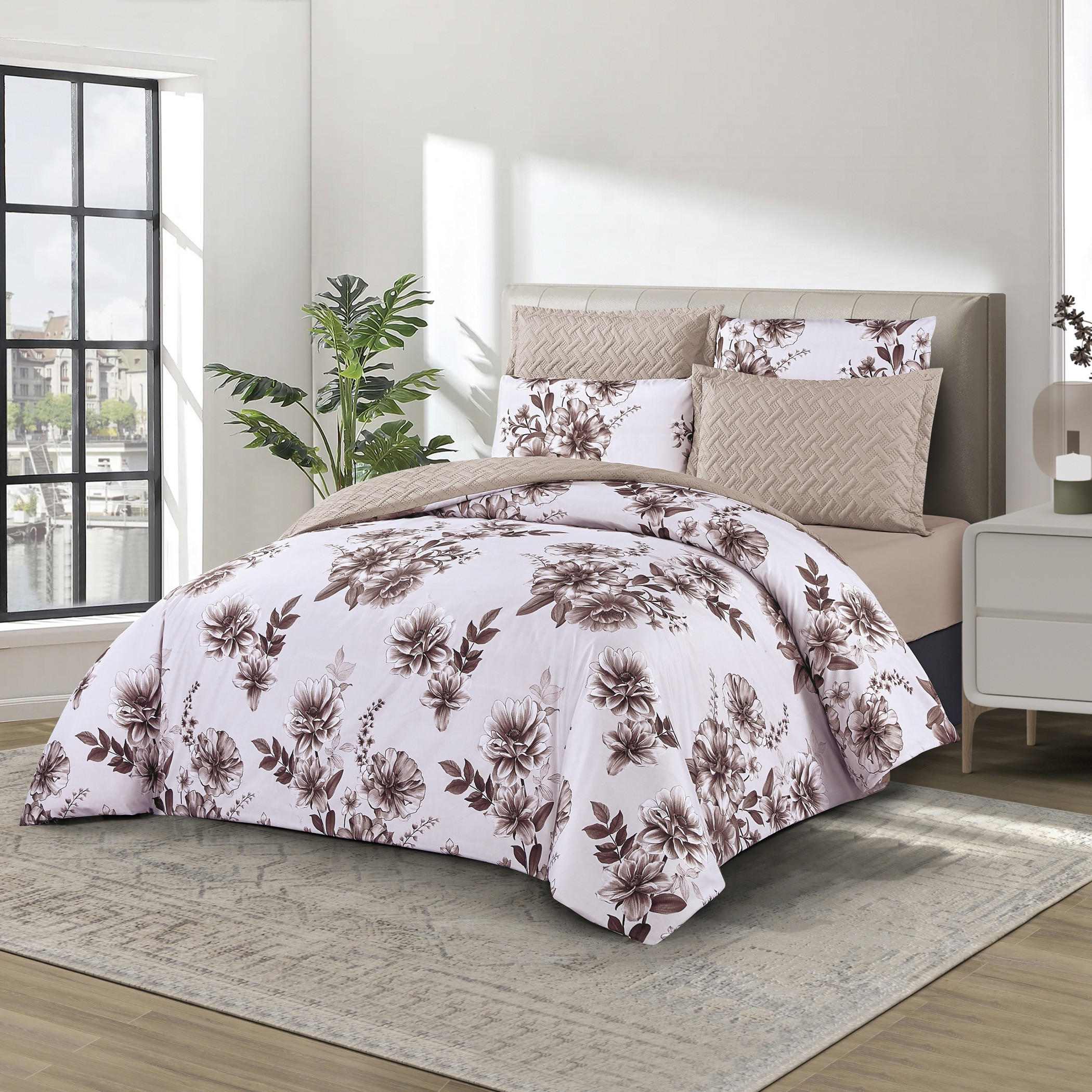 Reversible Floral Quilted Comforter Set-household-bedding-comfortersandbedspreads-comforters-image-2
