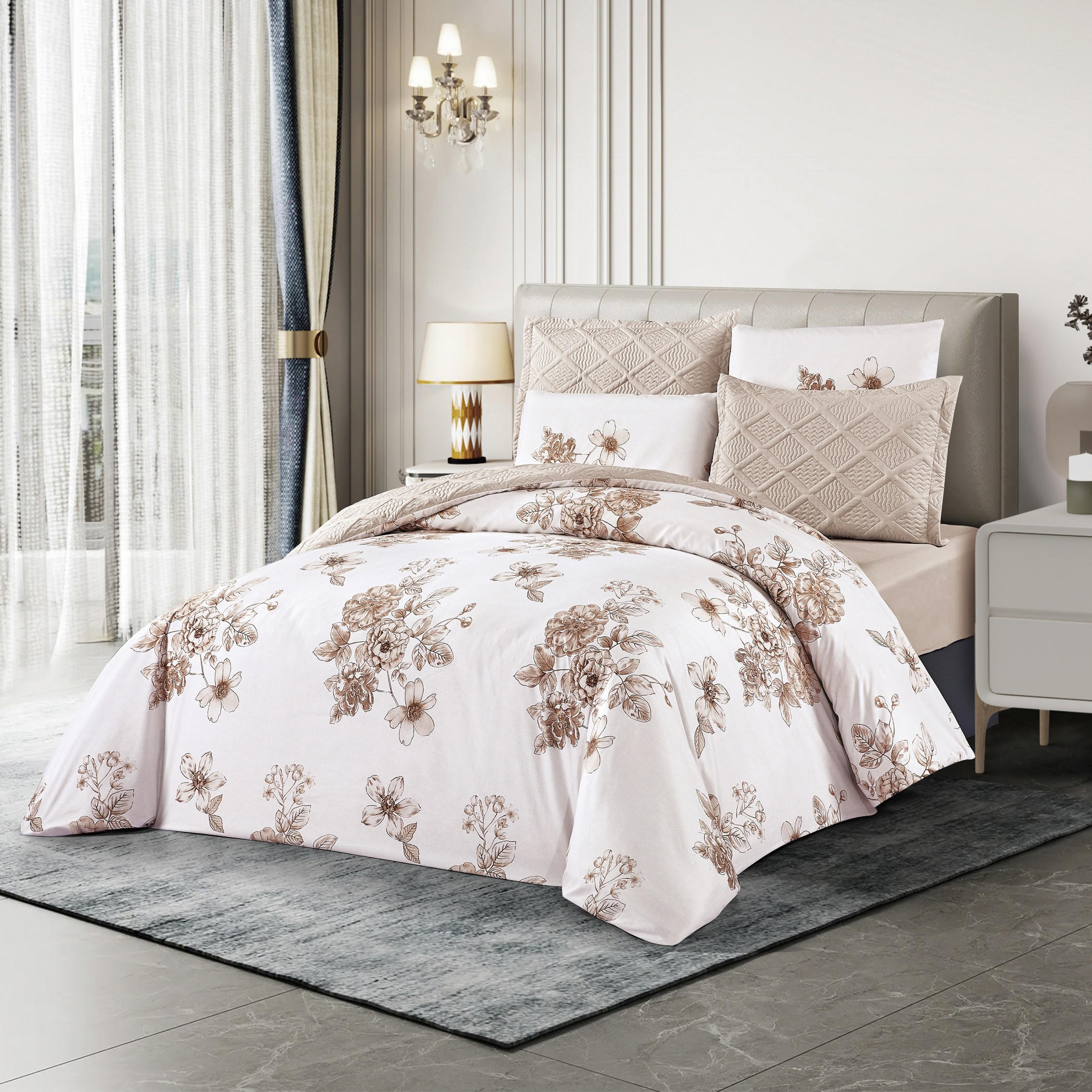 Floral Reversible Comforter Twin Set-household-bedding-comfortersandbedspreads-comforters-image-1