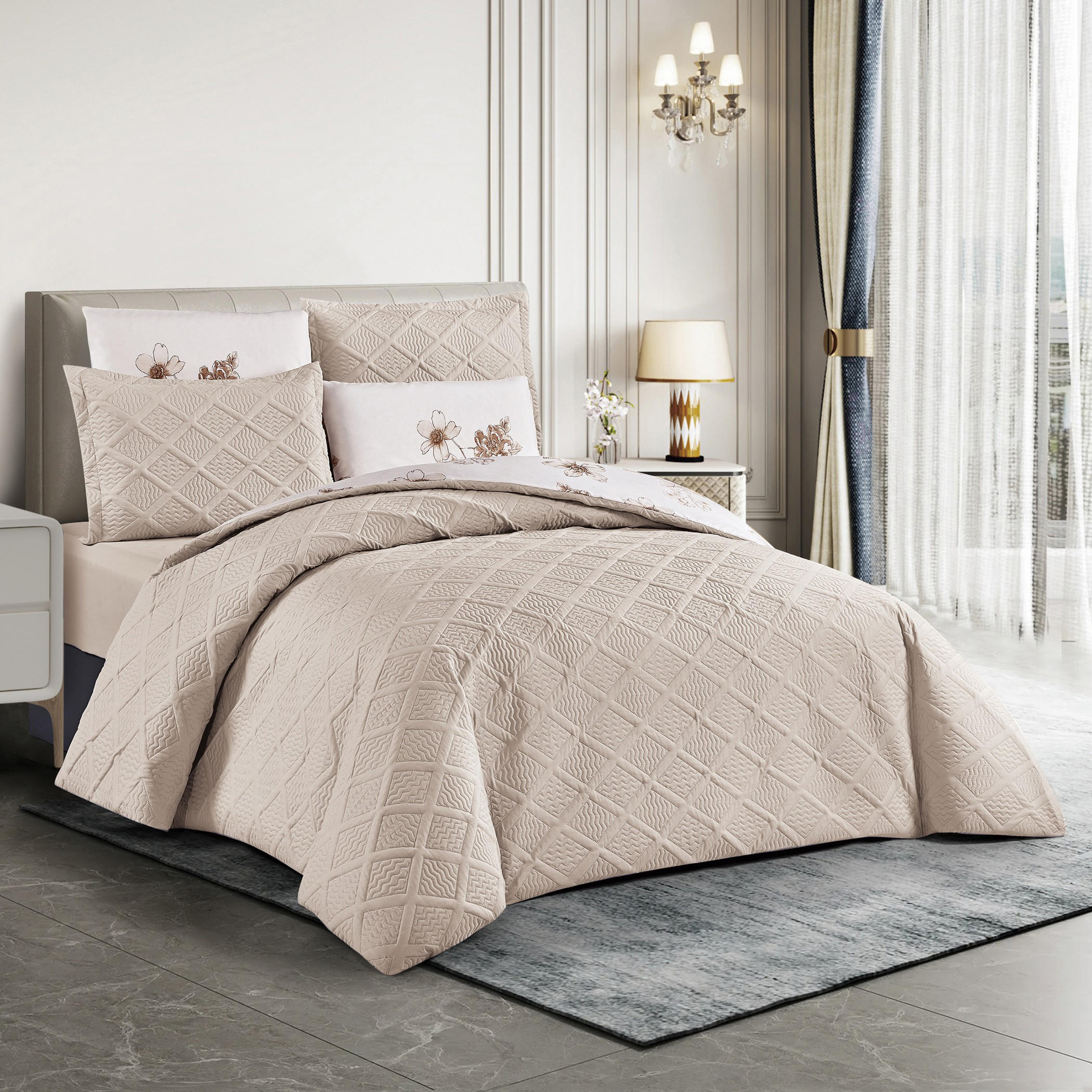 Floral Reversible Comforter Twin Set-household-bedding-comfortersandbedspreads-comforters-image-2