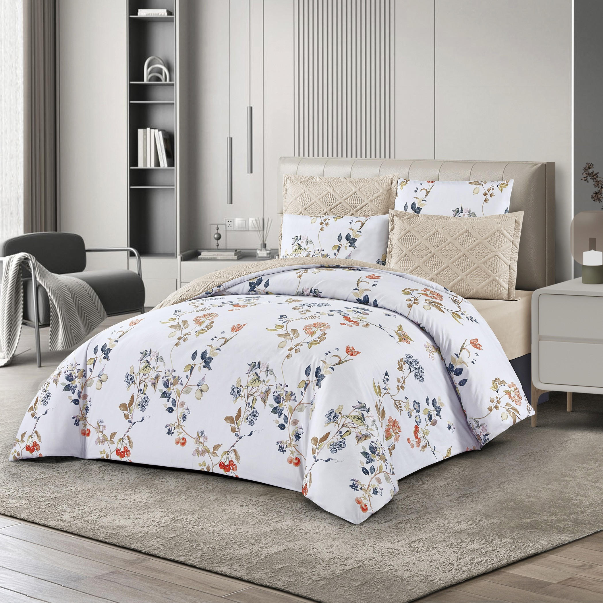 Floral Reversible Comforter Twin Set-household-bedding-comfortersandbedspreads-comforters-image-1