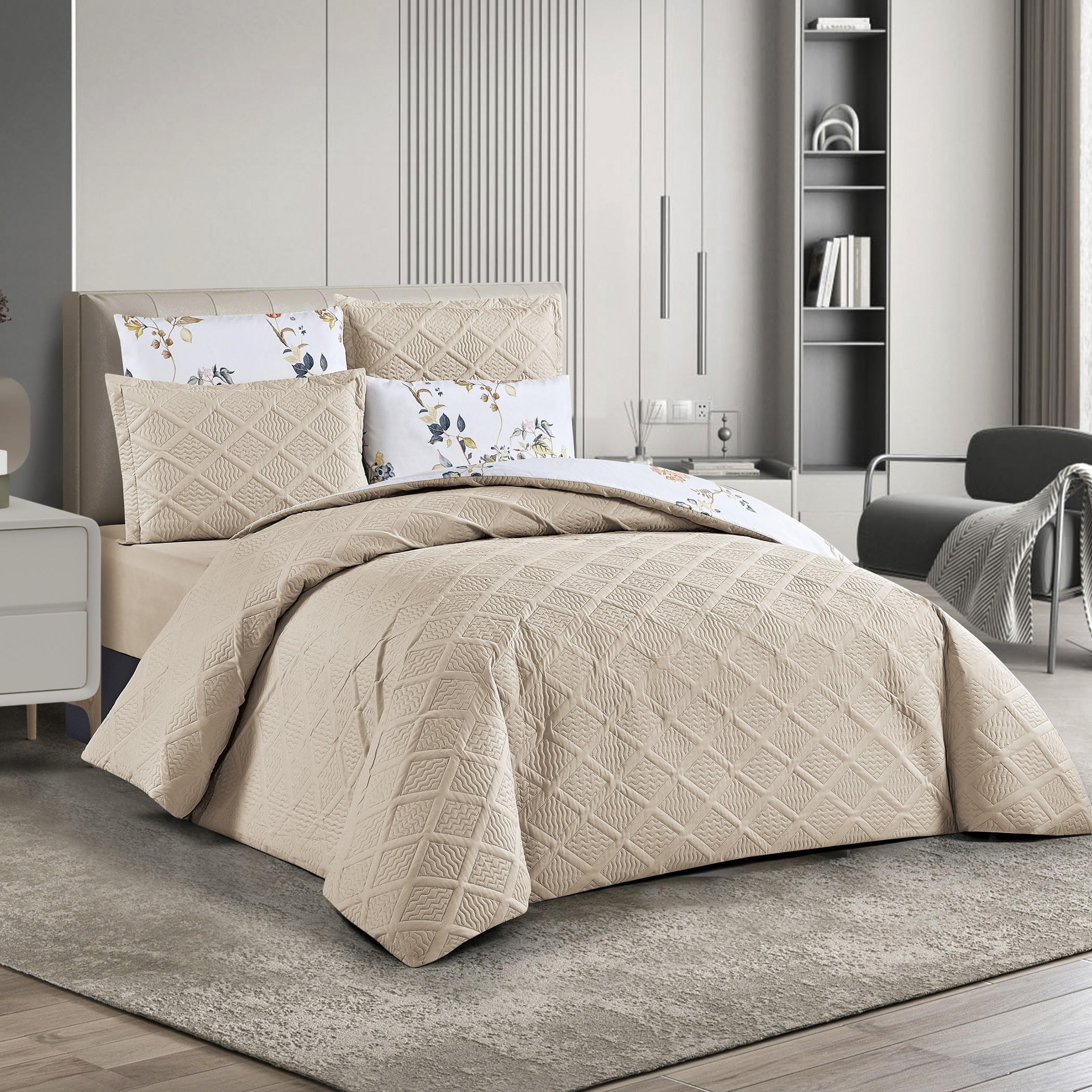 Floral Reversible Comforter Twin Set-household-bedding-comfortersandbedspreads-comforters-image-2
