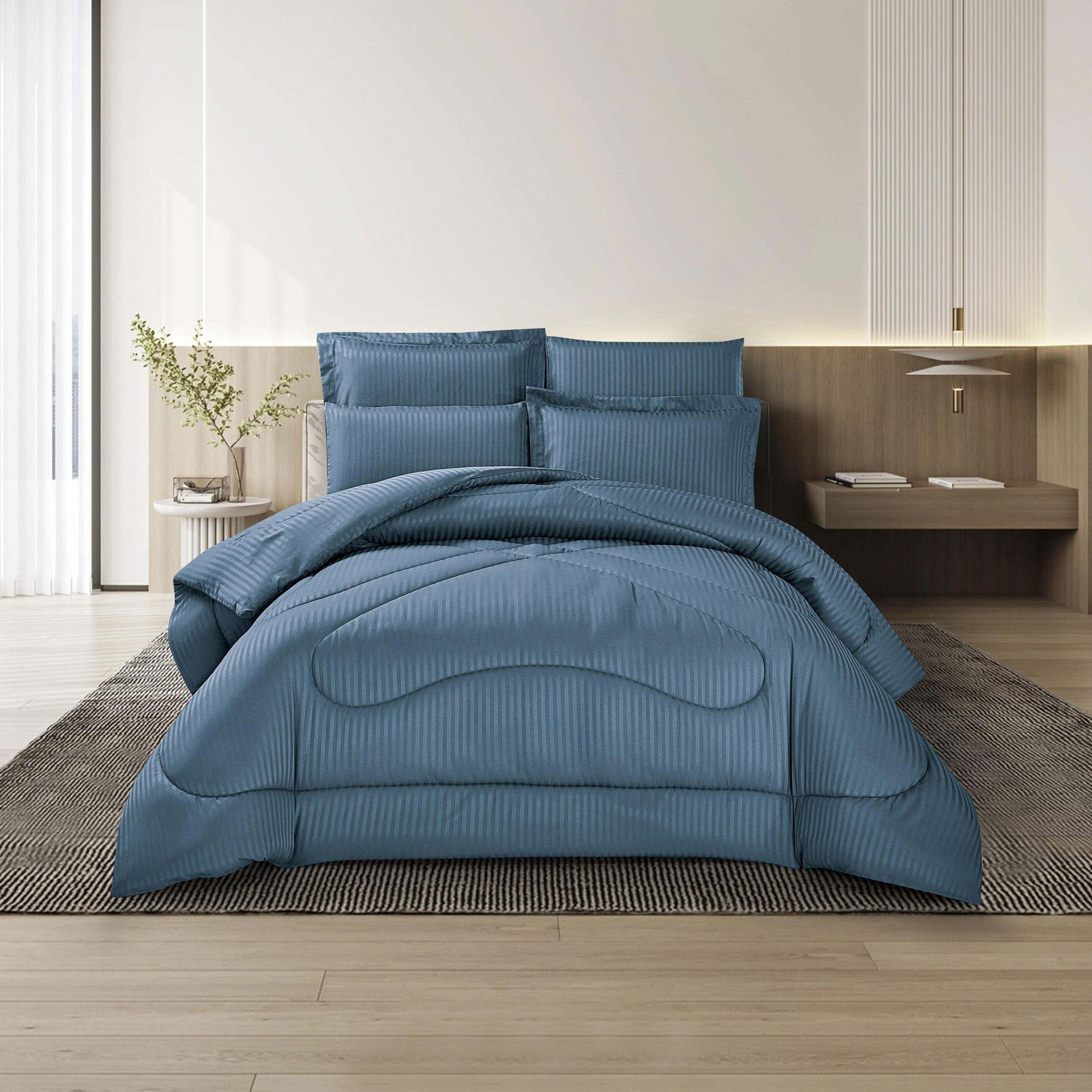 طقم لحاف مخطط مقاس كينج-household-bedding-comfortersandbedspreads-comforters-image-1