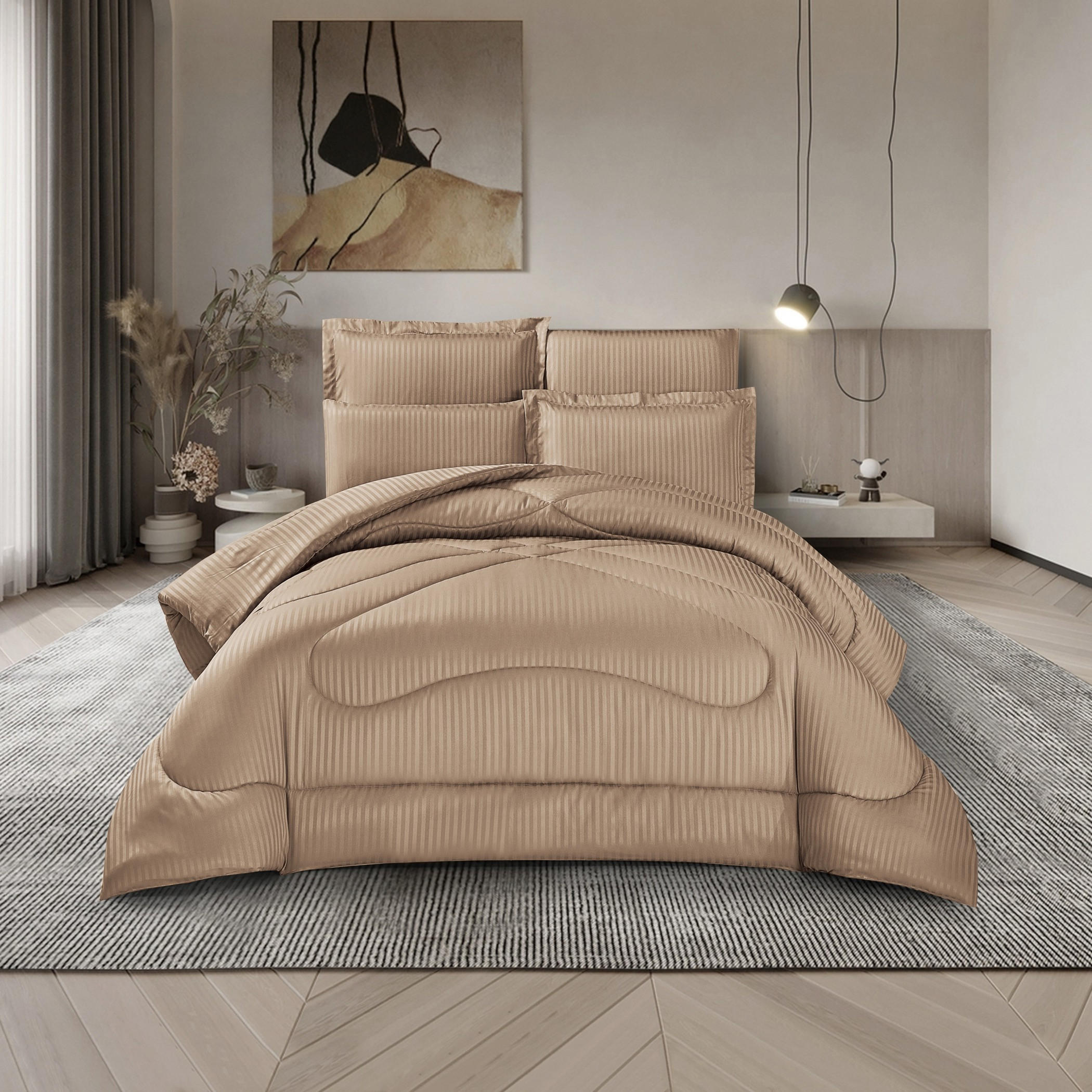 Striped Comforter King Six-Piece Set-household-bedding-comfortersandbedspreads-comforters-image-1