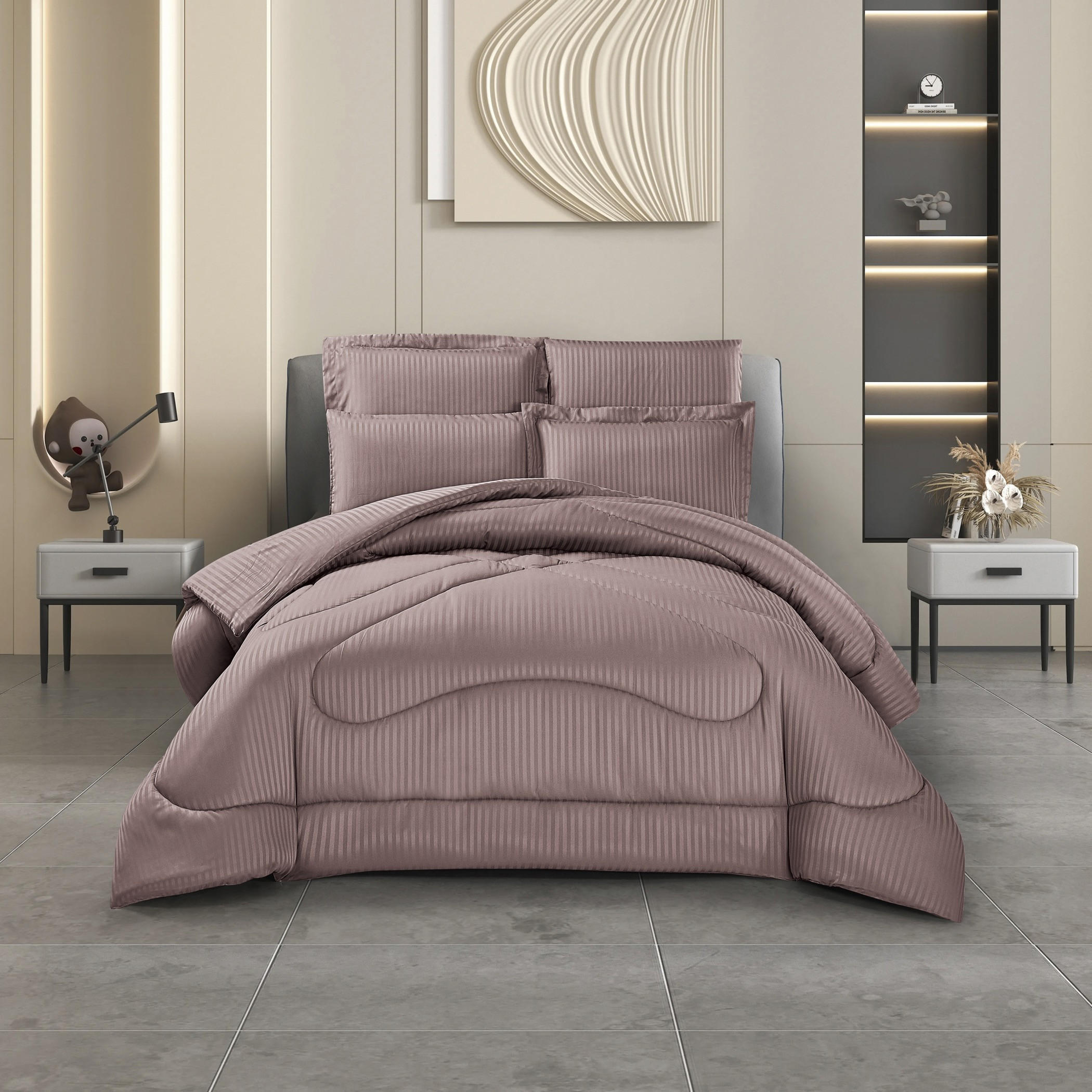 Striped Comforter Set Pink-household-bedding-comfortersandbedspreads-comforters-image-1
